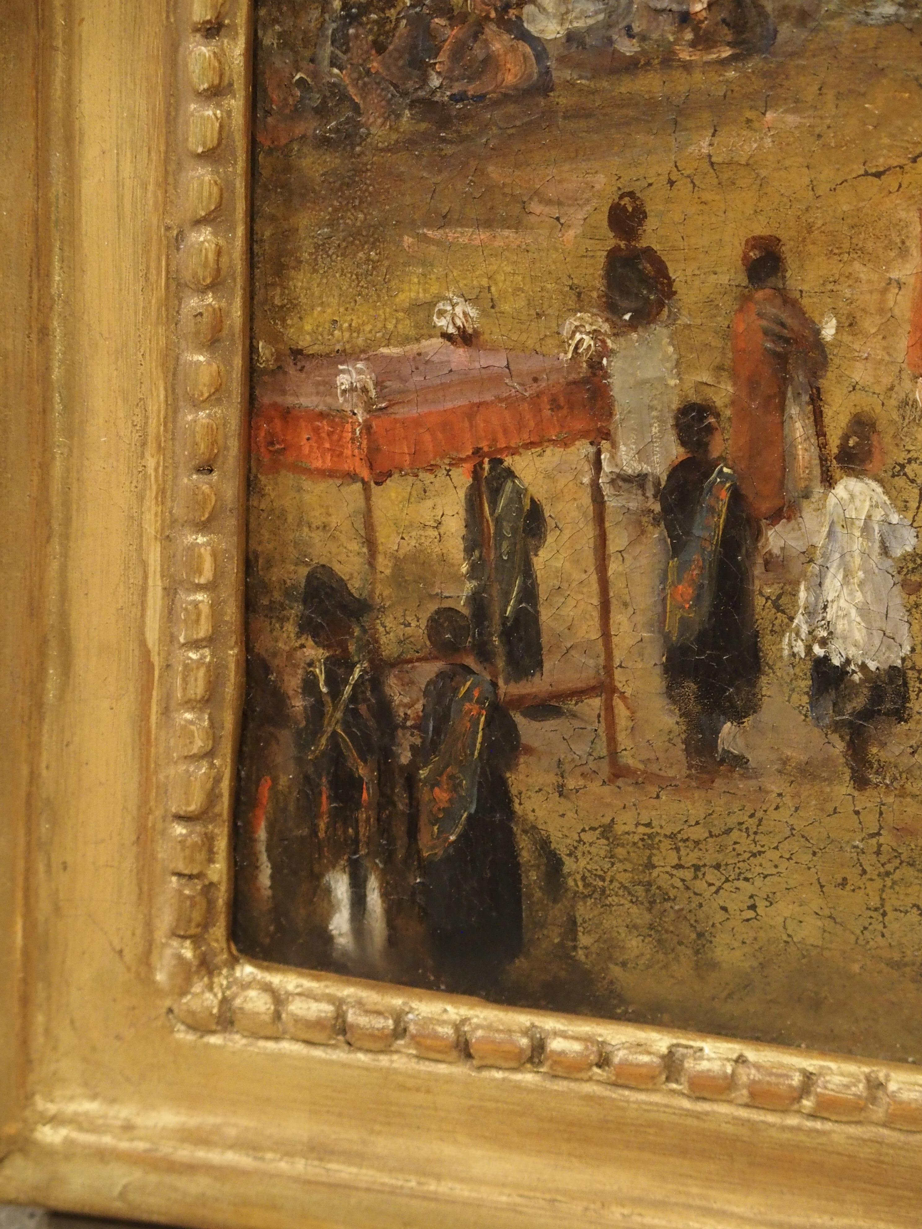 19th Century French Oil On Canvas Depicting a Religious Ceremony 5