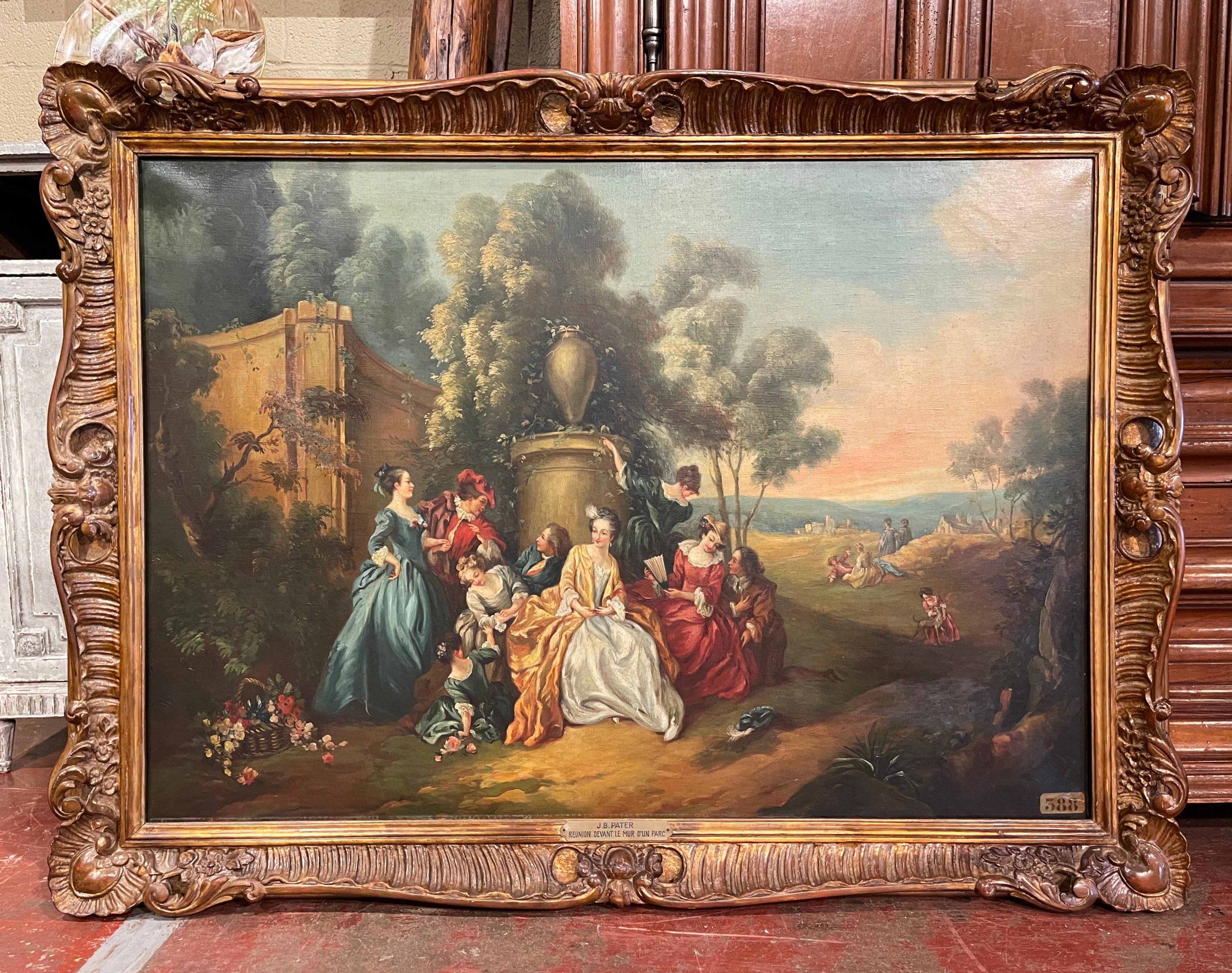 Französisches Ölgemälde auf Leinwand „Fete Galante“, Gemälde nach J.B., 19. Jahrhundert Pater im Angebot 2