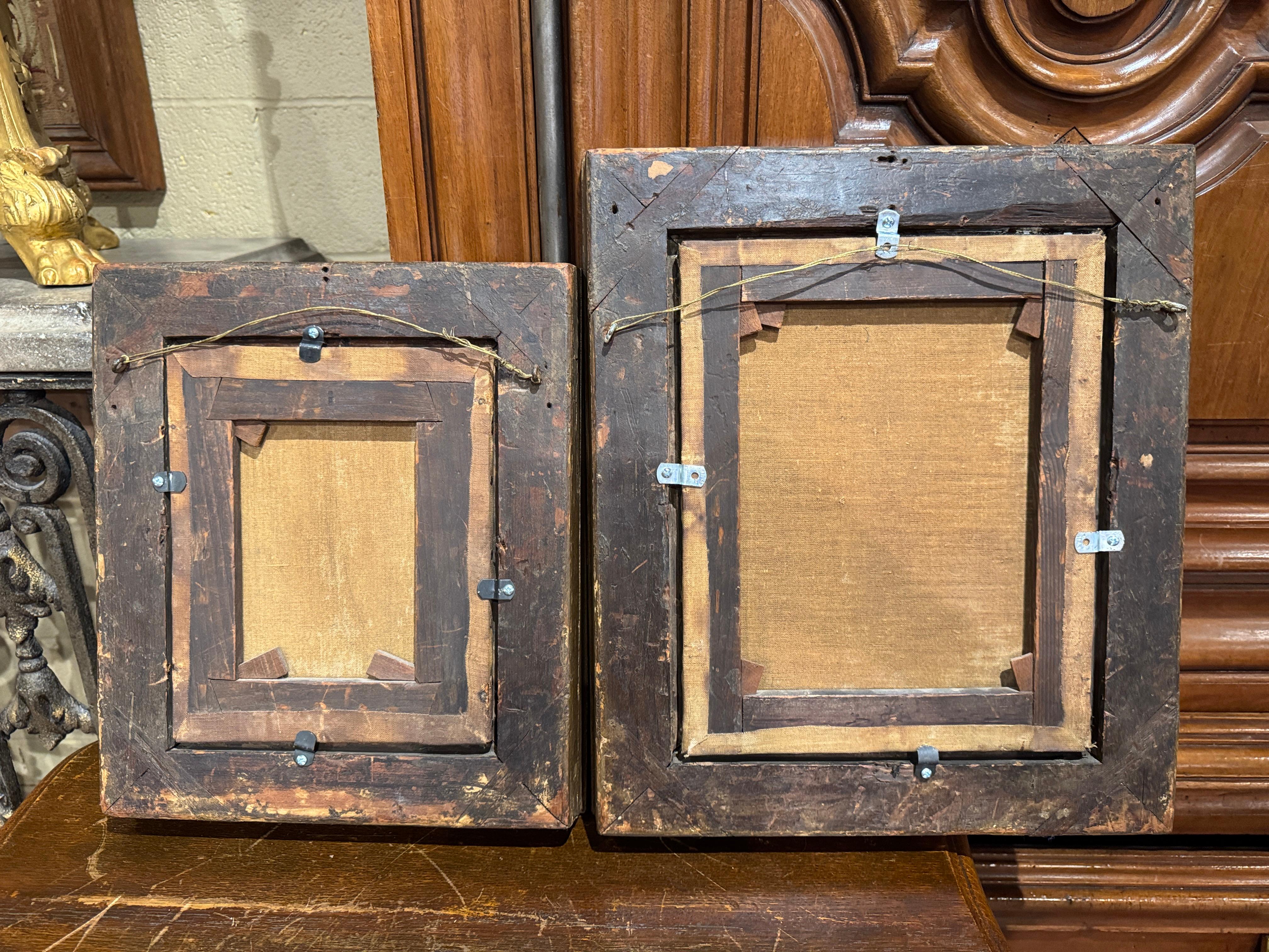 Set von zwei französischen Gemälden, Öl auf Leinwand, Genregemälde in vergoldeten Holzrahmen, 19. Jahrhundert im Angebot 4