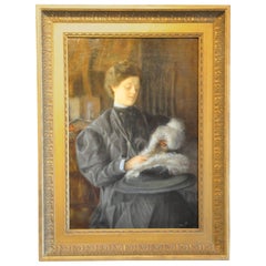 19th Century French Oil on Canvas "La Modiste" Signed J. Feist