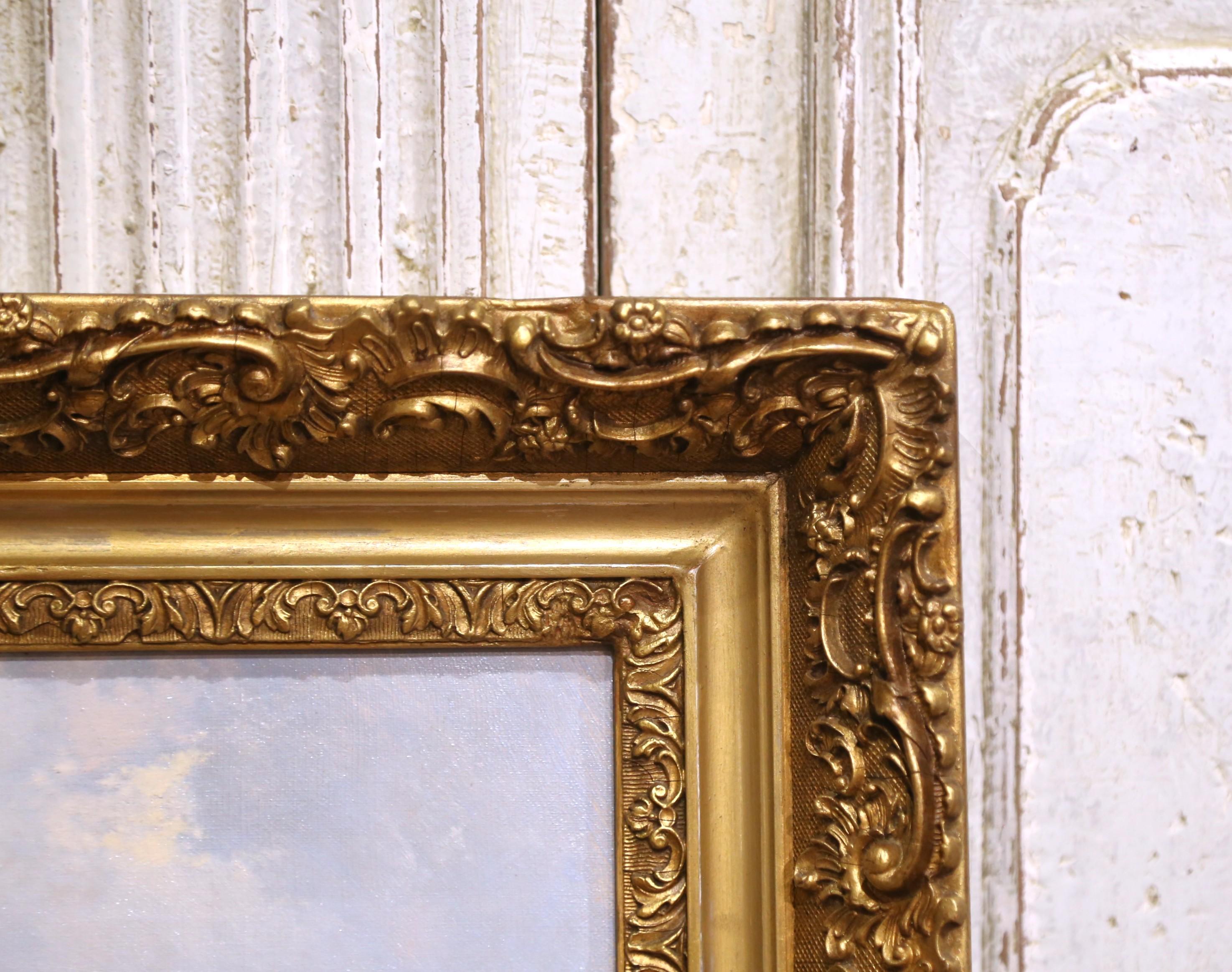 Óleo francés del siglo XIX sobre lienzo Pintura de paisaje firmada Emile Godchaux en venta 5