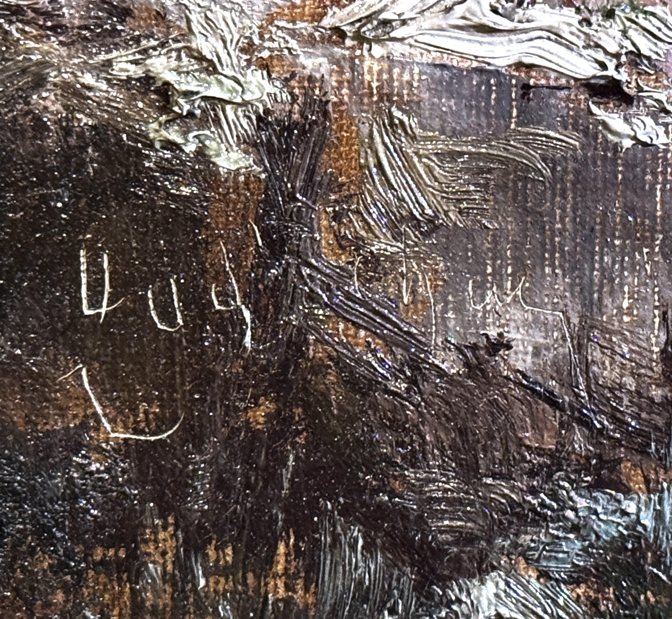 Óleo francés del siglo XIX sobre lienzo Pintura de paisaje firmada Emile Godchaux Francés en venta