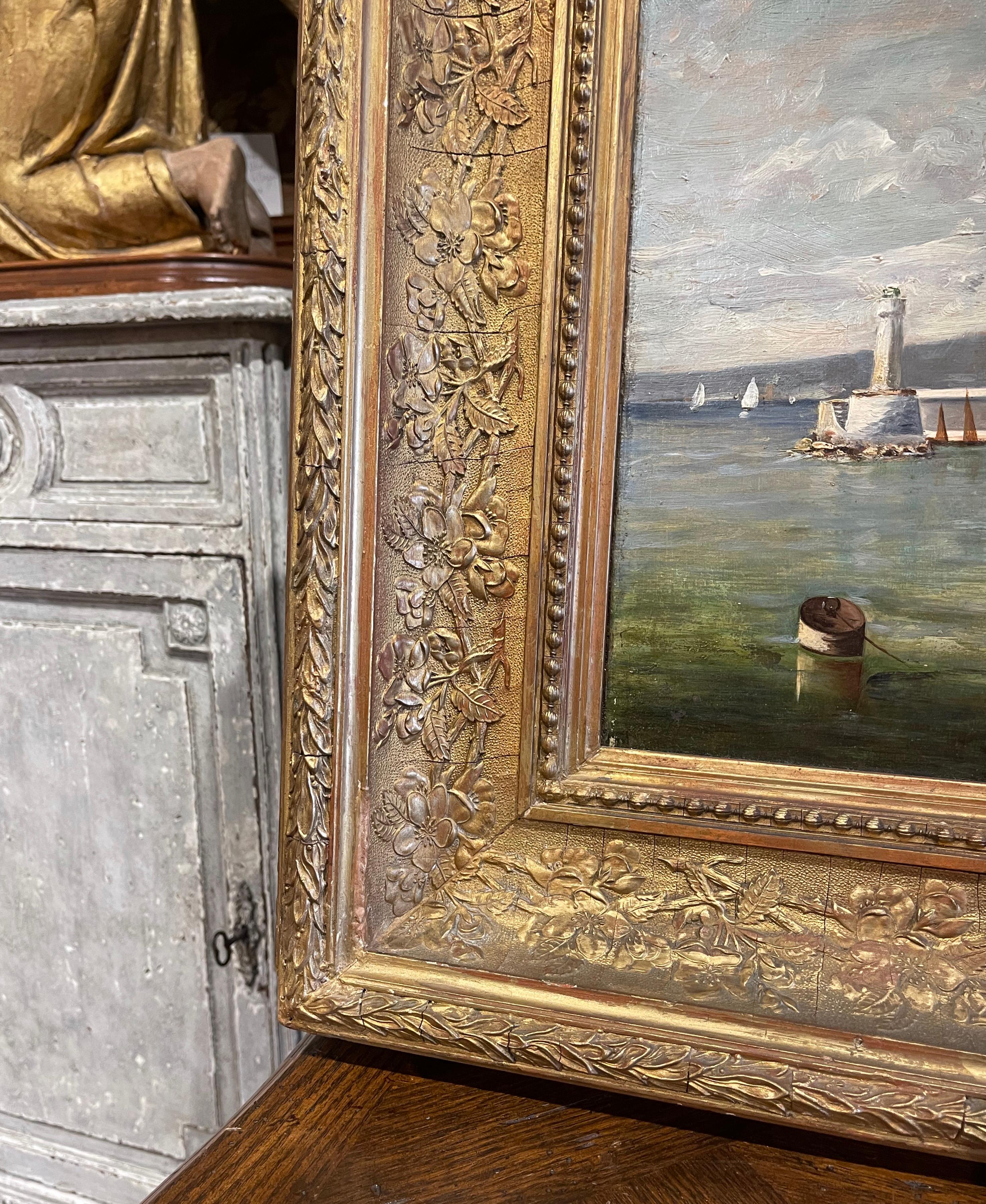  Huile sur toile française du 19ème siècle représentant une marine, signée S. Audibert et datée de 1885 en vente 2