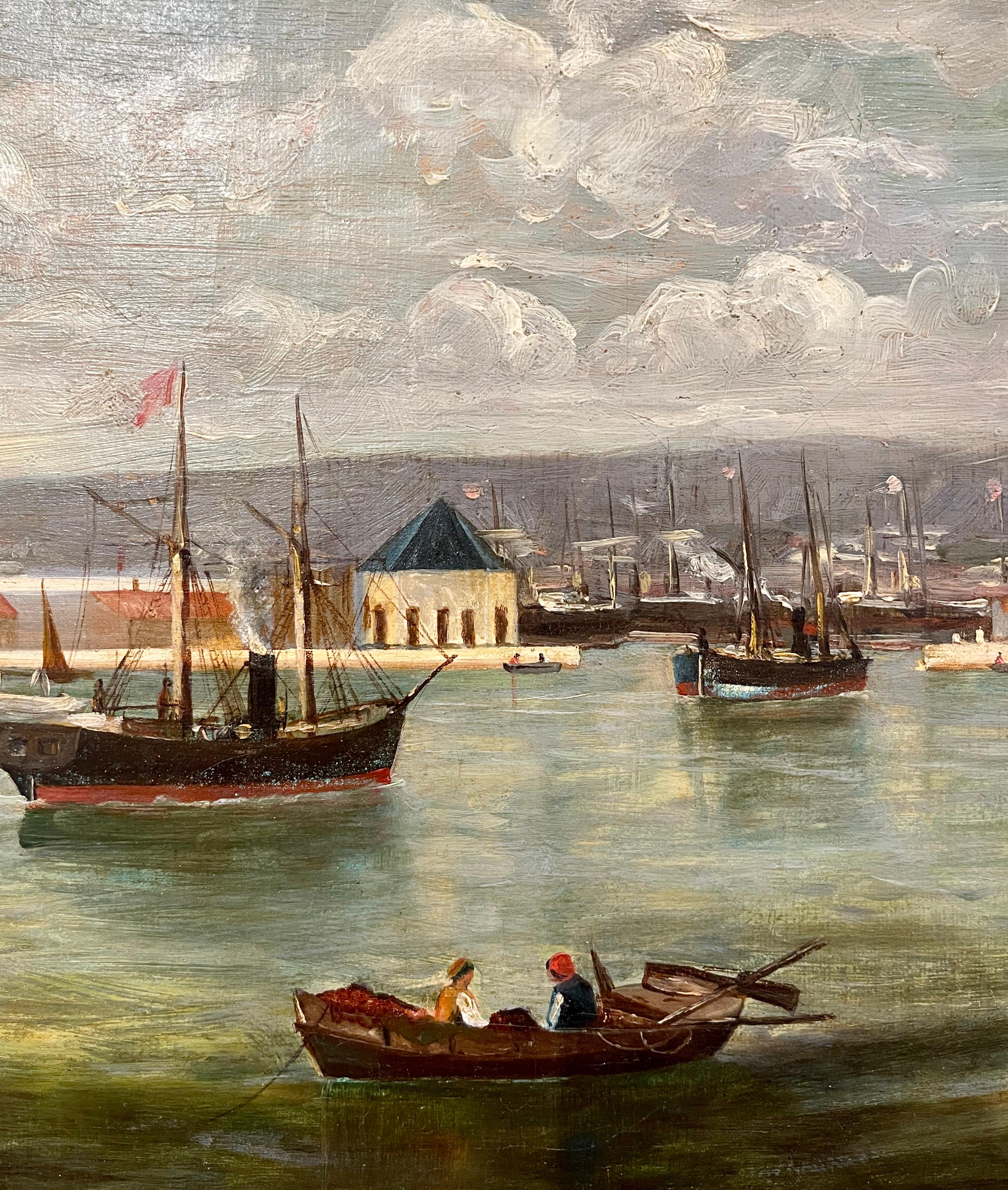  Huile sur toile française du 19ème siècle représentant une marine, signée S. Audibert et datée de 1885 en vente 4