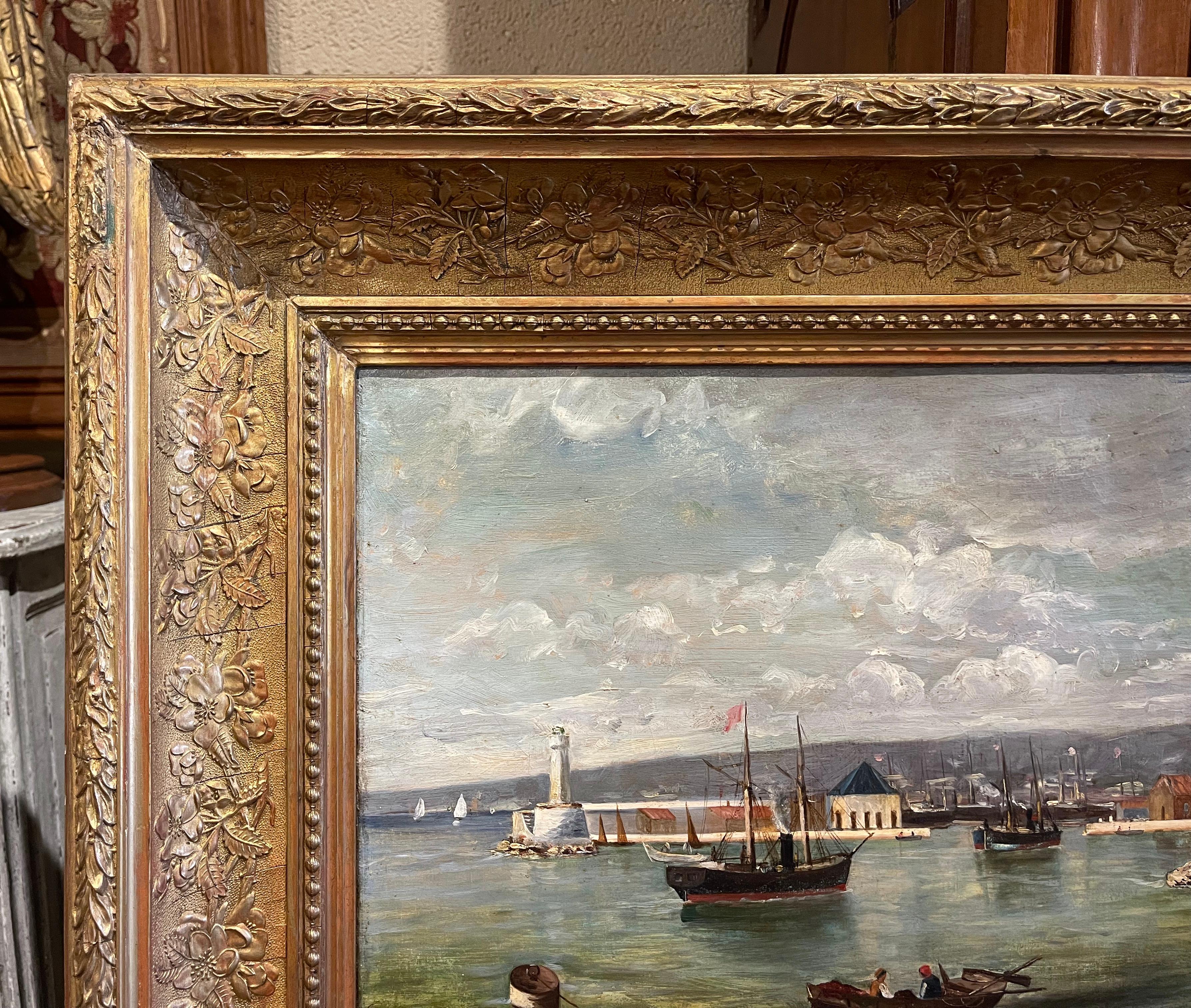  Huile sur toile française du 19ème siècle représentant une marine, signée S. Audibert et datée de 1885 Excellent état - En vente à Dallas, TX