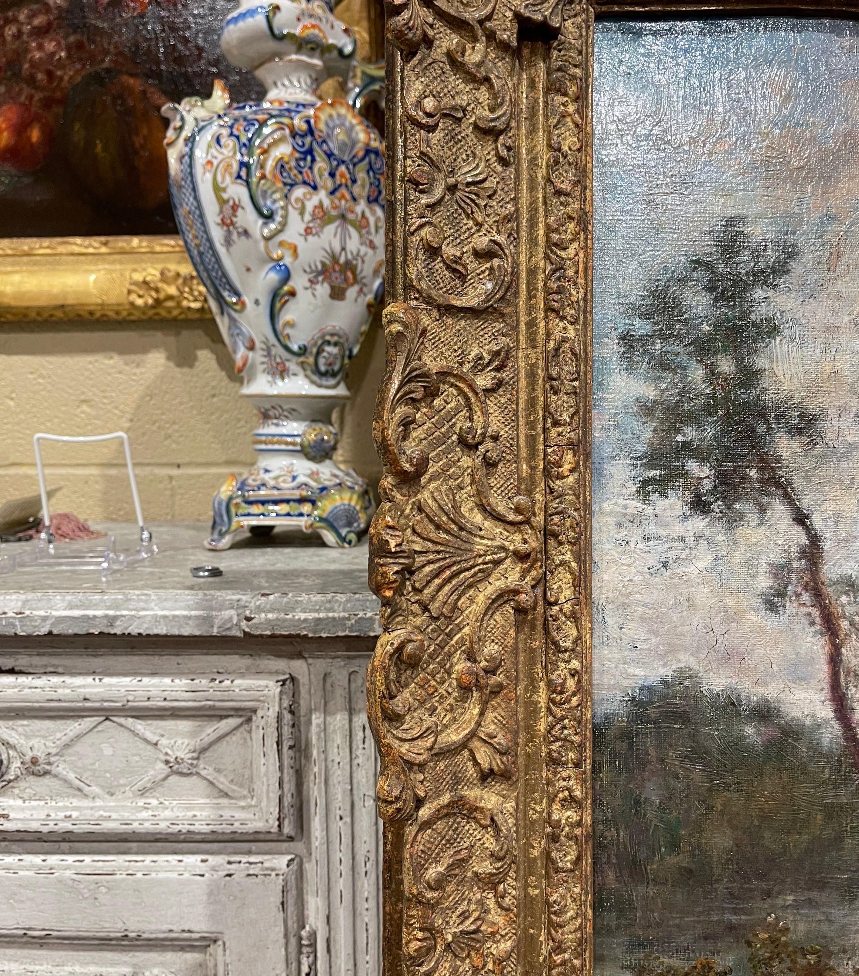 Peinture à l'huile sur toile française du 19ème siècle dans un cadre doré dans le style de Corot en vente 5