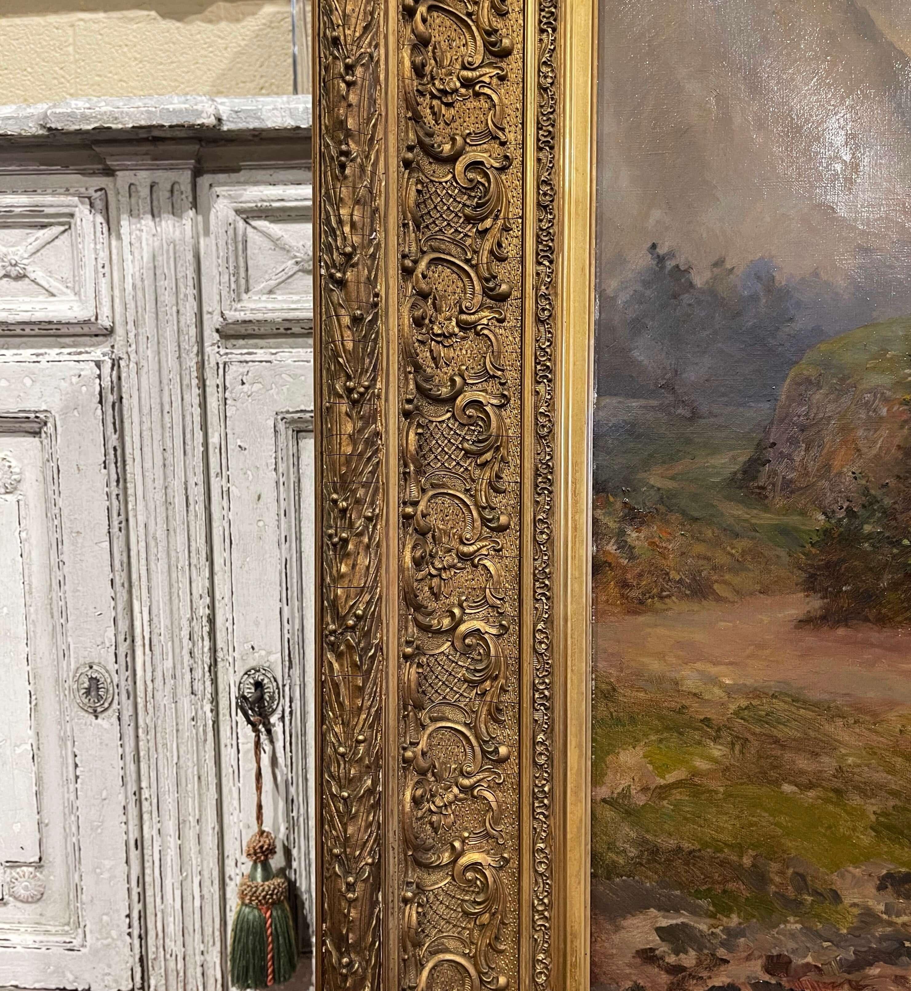 19th Century, French Oil on Canvas Painting in Gilt Frame Signed Chanut, 1903   For Sale 7