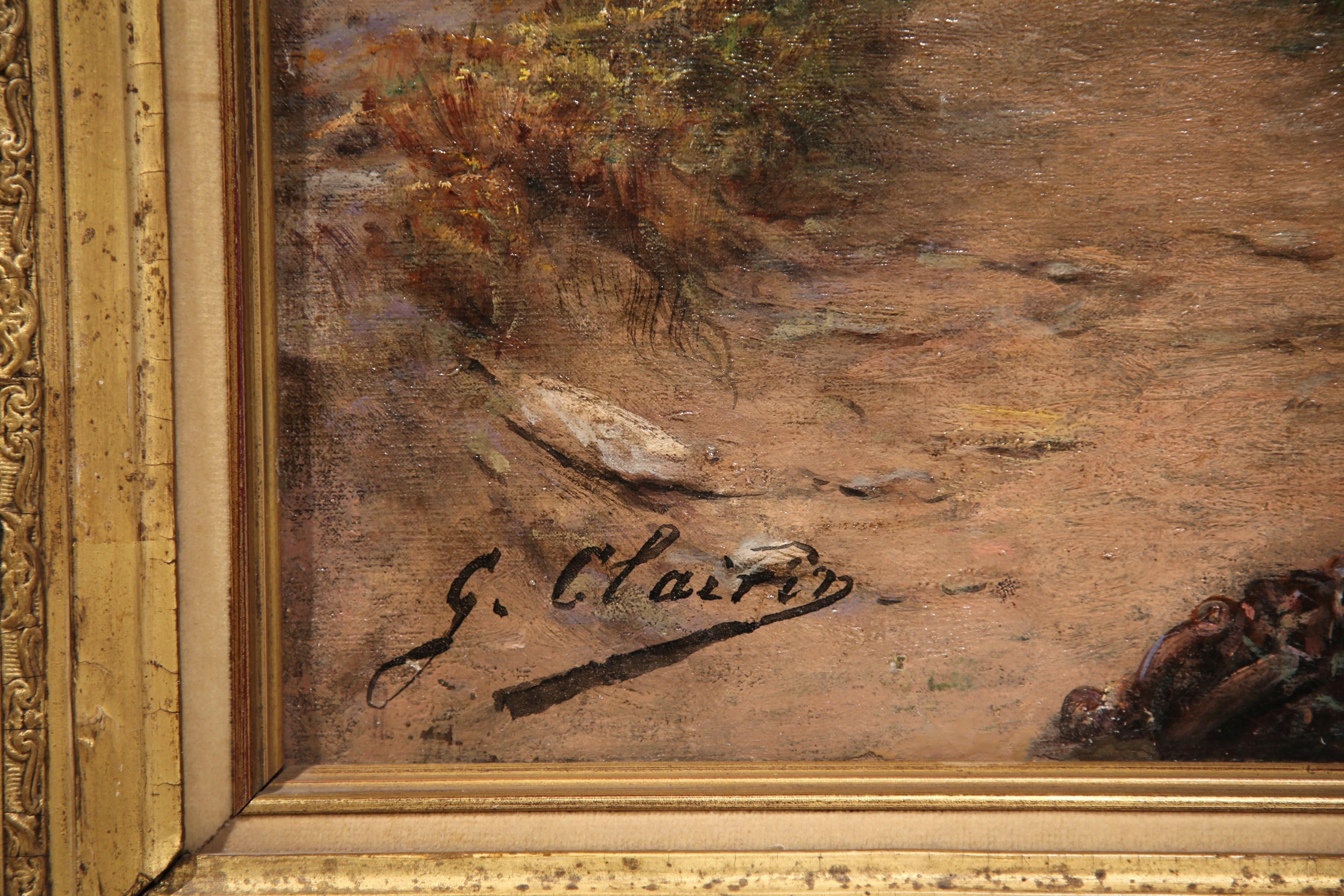 19th Century French Oil on Canvas Painting in Gilt Frame Signed Georges Clairin In Excellent Condition In Dallas, TX