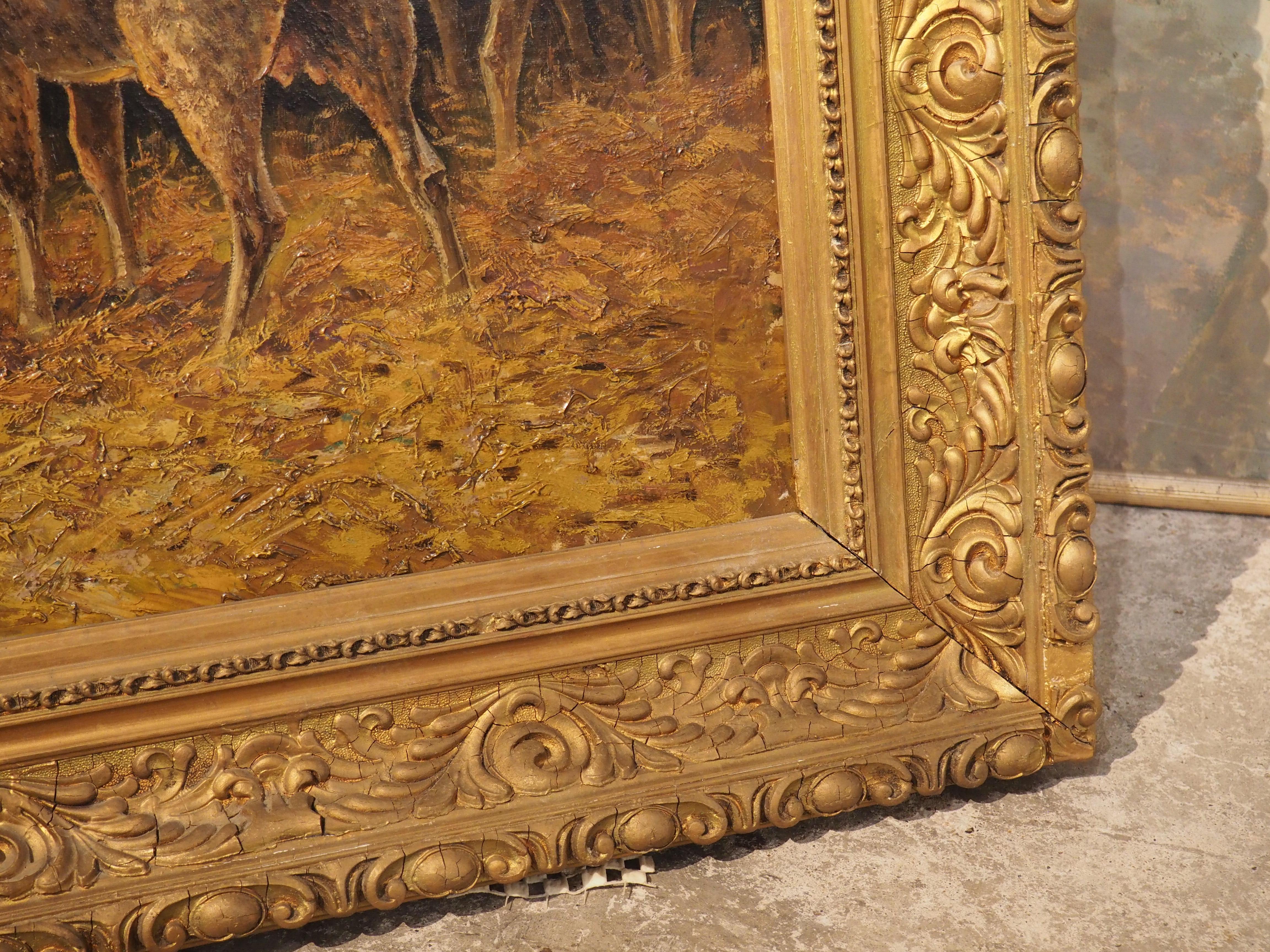 Französisches Gemälde des 19. Jahrhunderts, Öl auf Leinwand, „In the Sheepfold“, signiert Lecler (Vergoldet) im Angebot