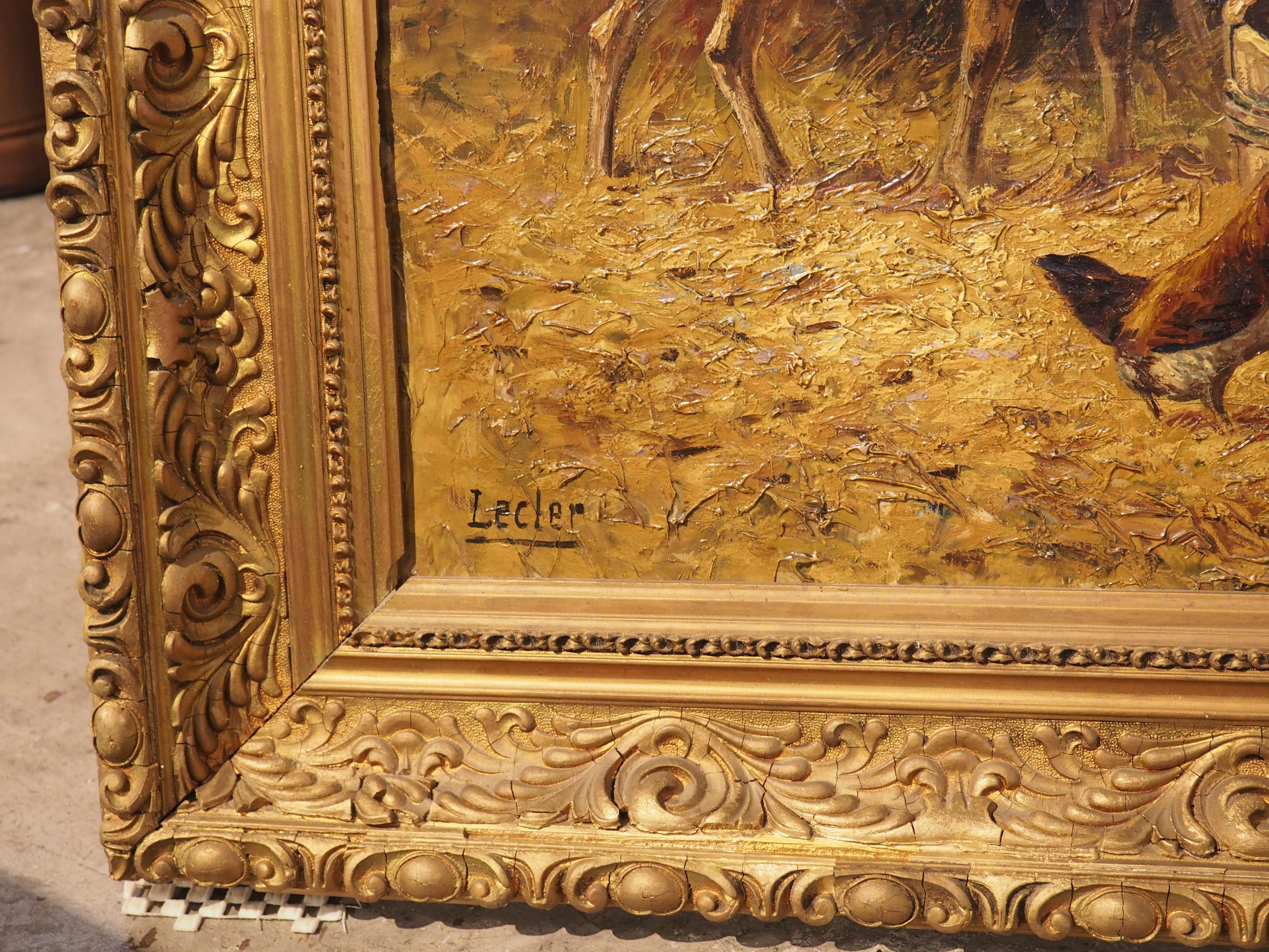Französisches Gemälde des 19. Jahrhunderts, Öl auf Leinwand, „In the Sheepfold“, signiert Lecler im Zustand „Gut“ im Angebot in Dallas, TX
