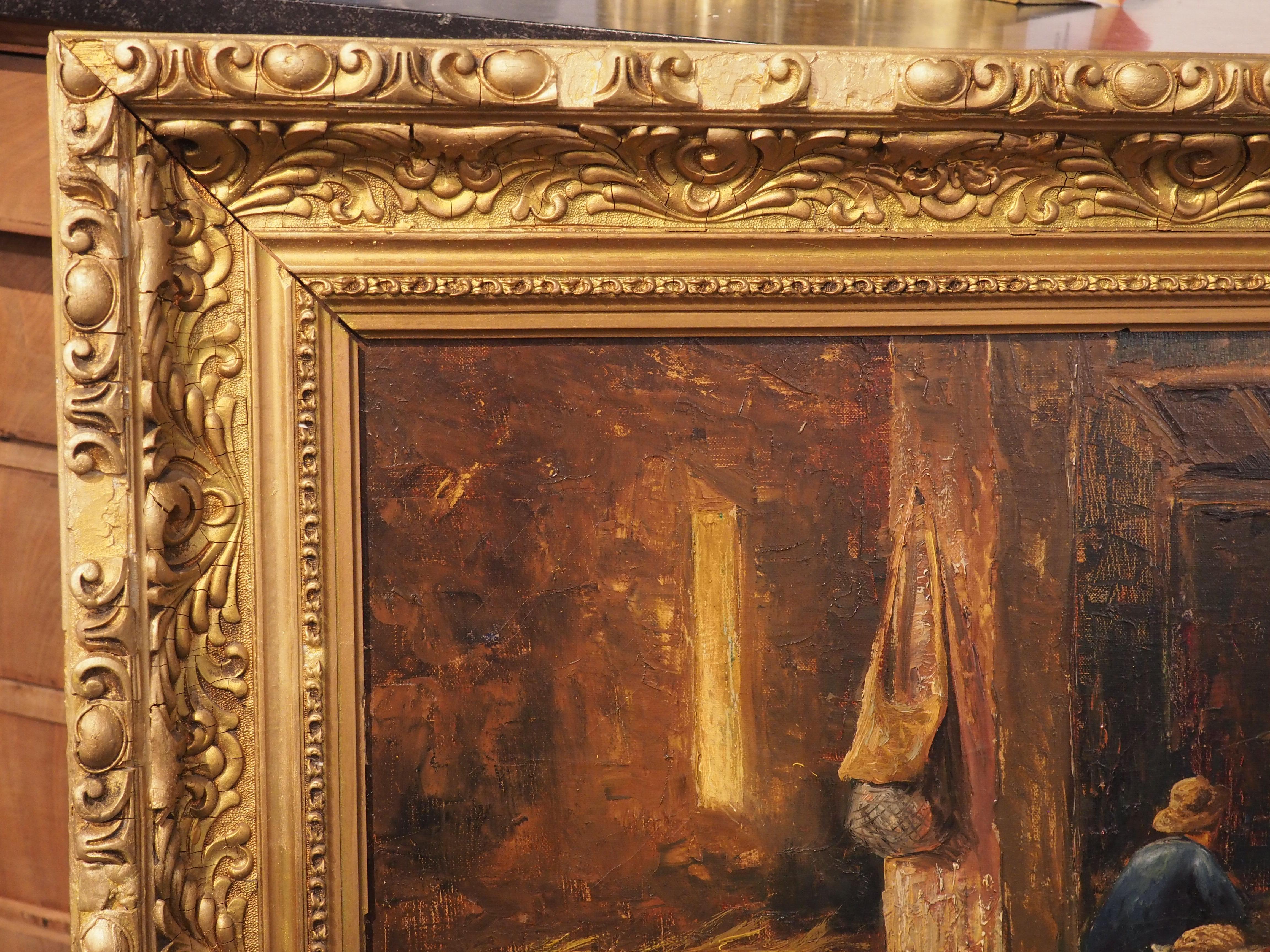 Französisches Gemälde des 19. Jahrhunderts, Öl auf Leinwand, „In the Sheepfold“, signiert Lecler im Angebot 1