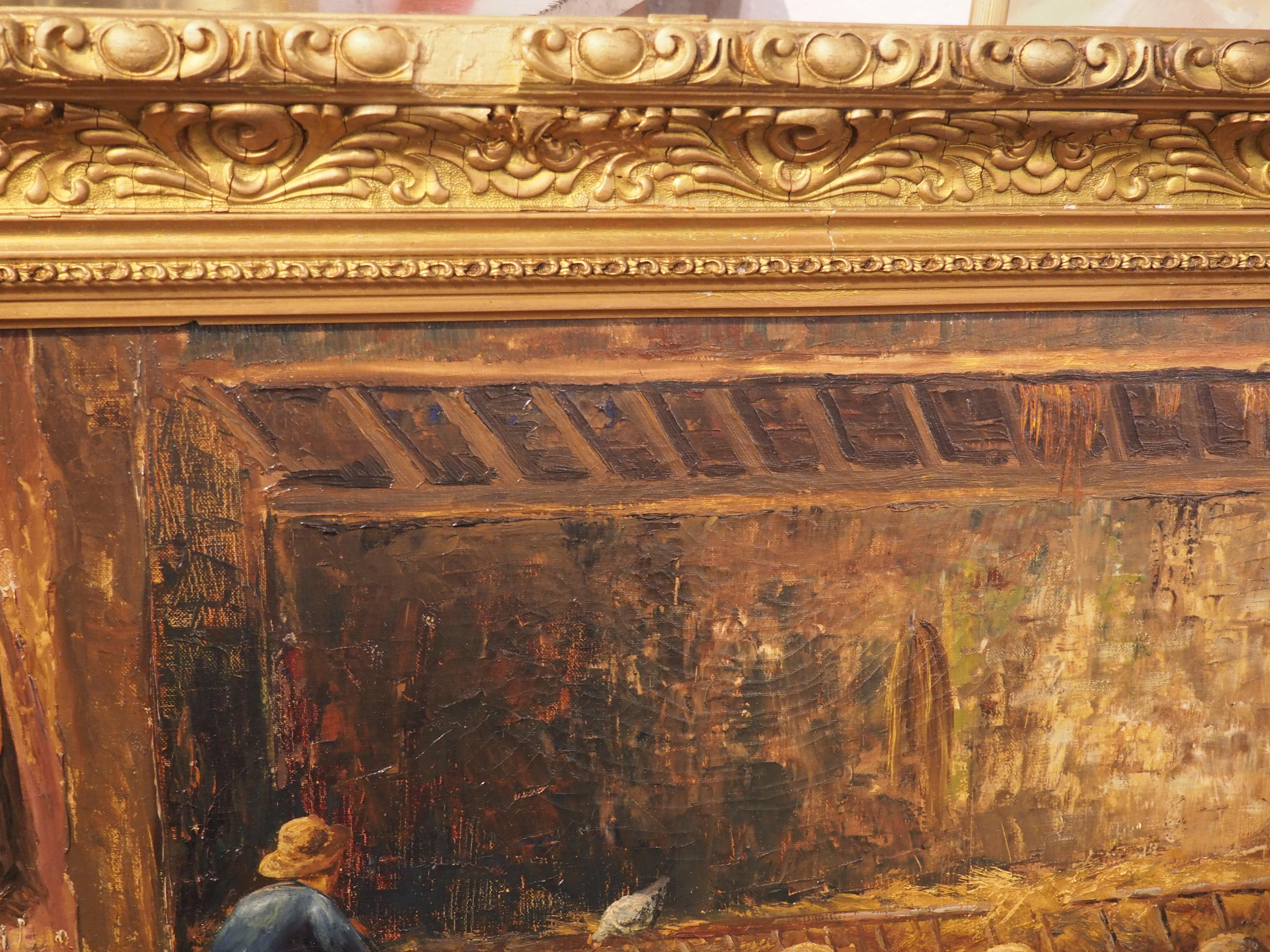 Französisches Gemälde des 19. Jahrhunderts, Öl auf Leinwand, „In the Sheepfold“, signiert Lecler im Angebot 2