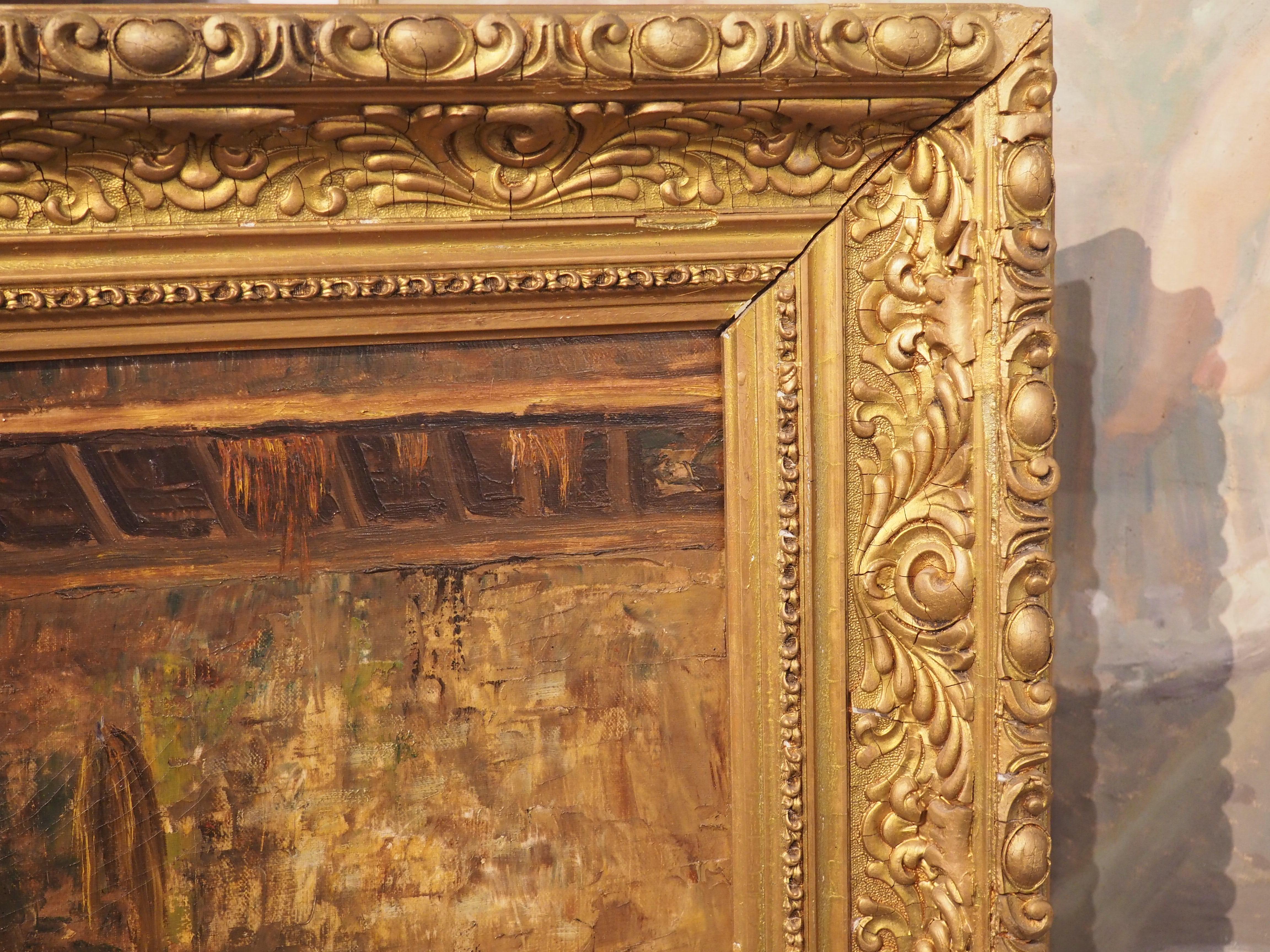 Französisches Gemälde des 19. Jahrhunderts, Öl auf Leinwand, „In the Sheepfold“, signiert Lecler im Angebot 3