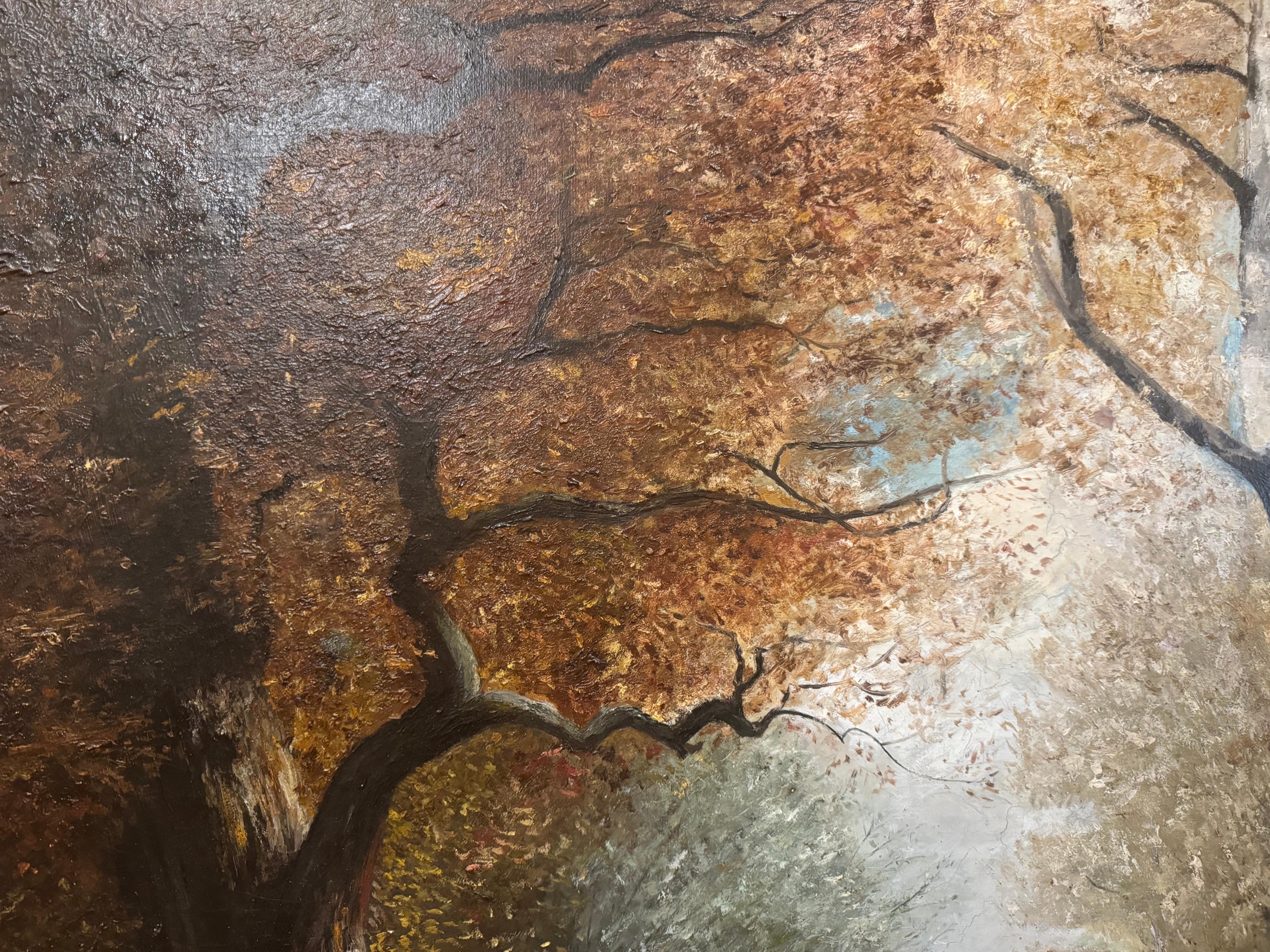 Óleo francés del siglo XIX sobre lienzo Pintura pastoral de vacas en marco negro y dorado en venta 1