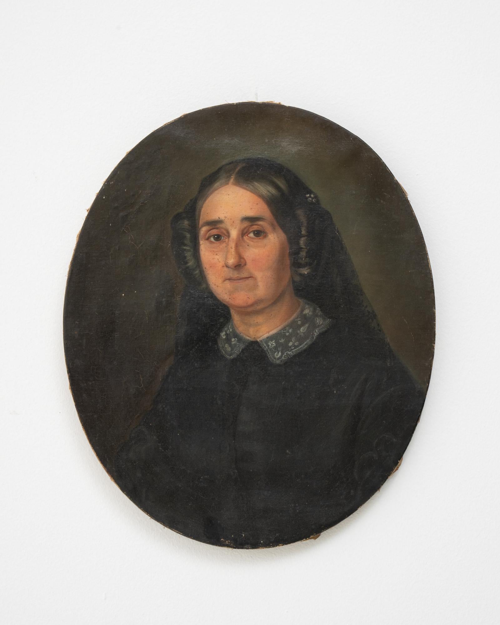 19th Century French Oil On Canvas Portrait Of Lady For Sale at 1stDibs