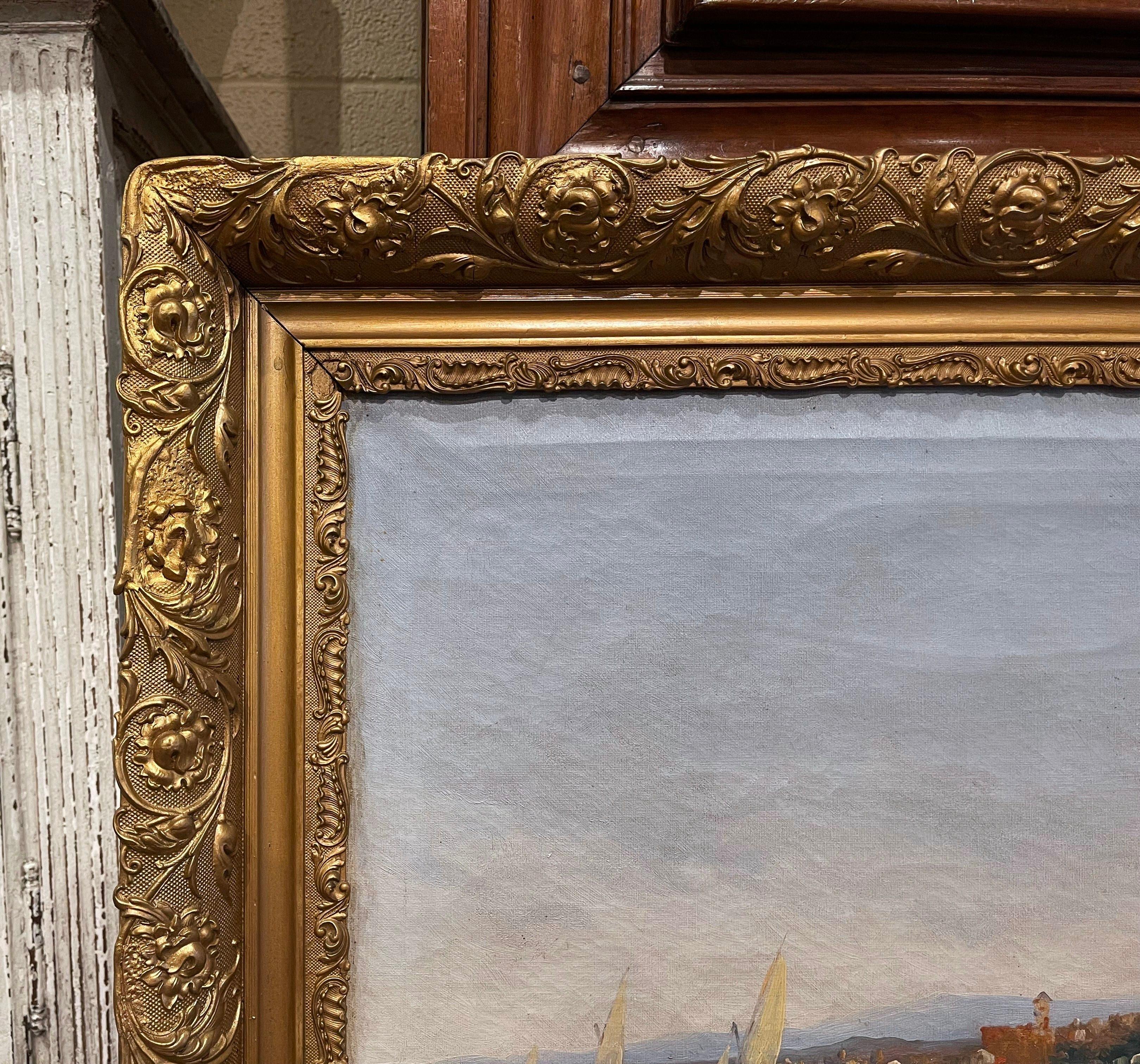 19th Century French Oil on Canvas Sea-Coat Painting in Gilt Frame Signed Esteve 7