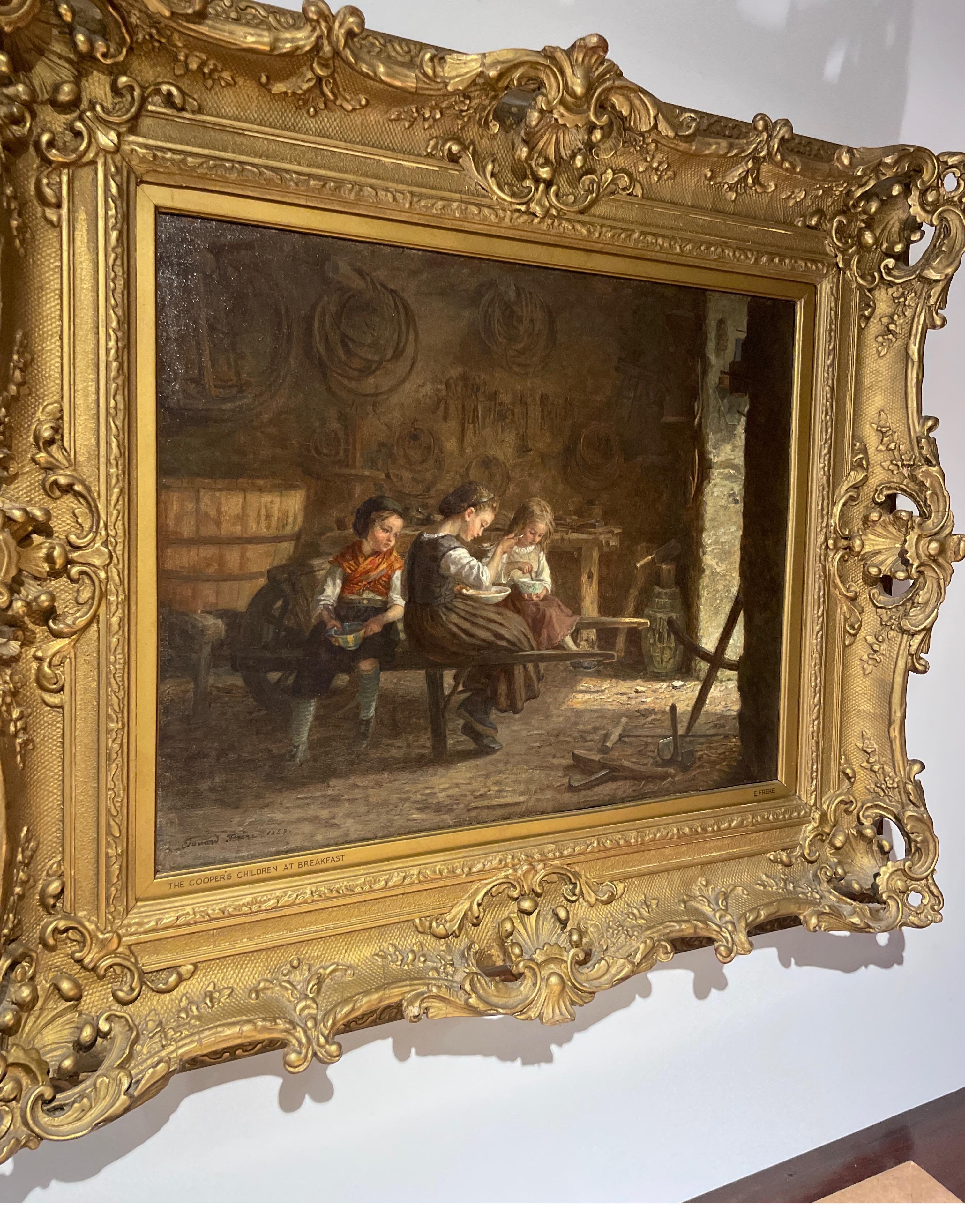Mid-19th Century 19th Century French  Oil painting by Eduard Frere  For Sale
