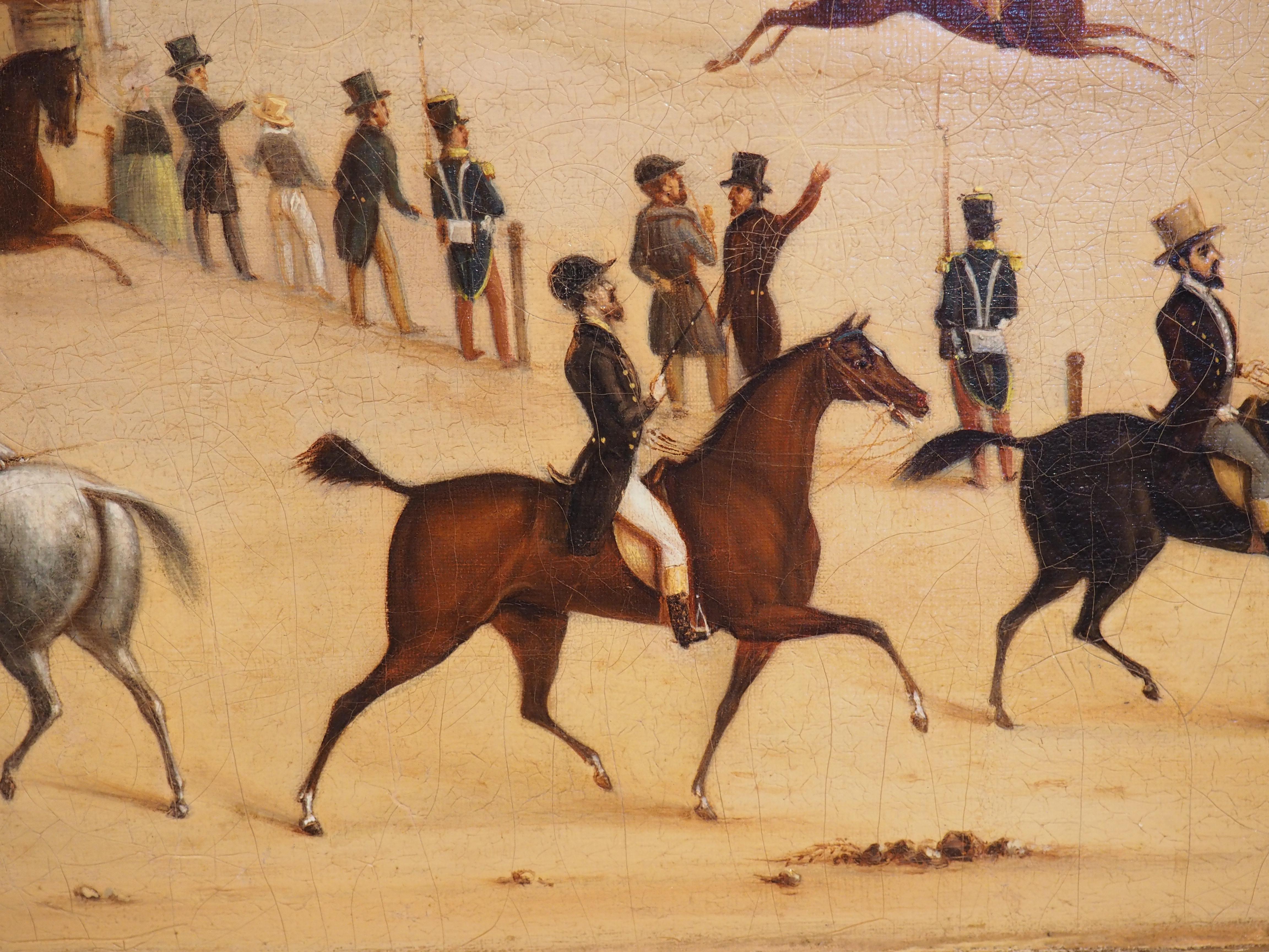 19th Century French Oil Painting, Horse Racing on the Beaches of Saint-Malo 6