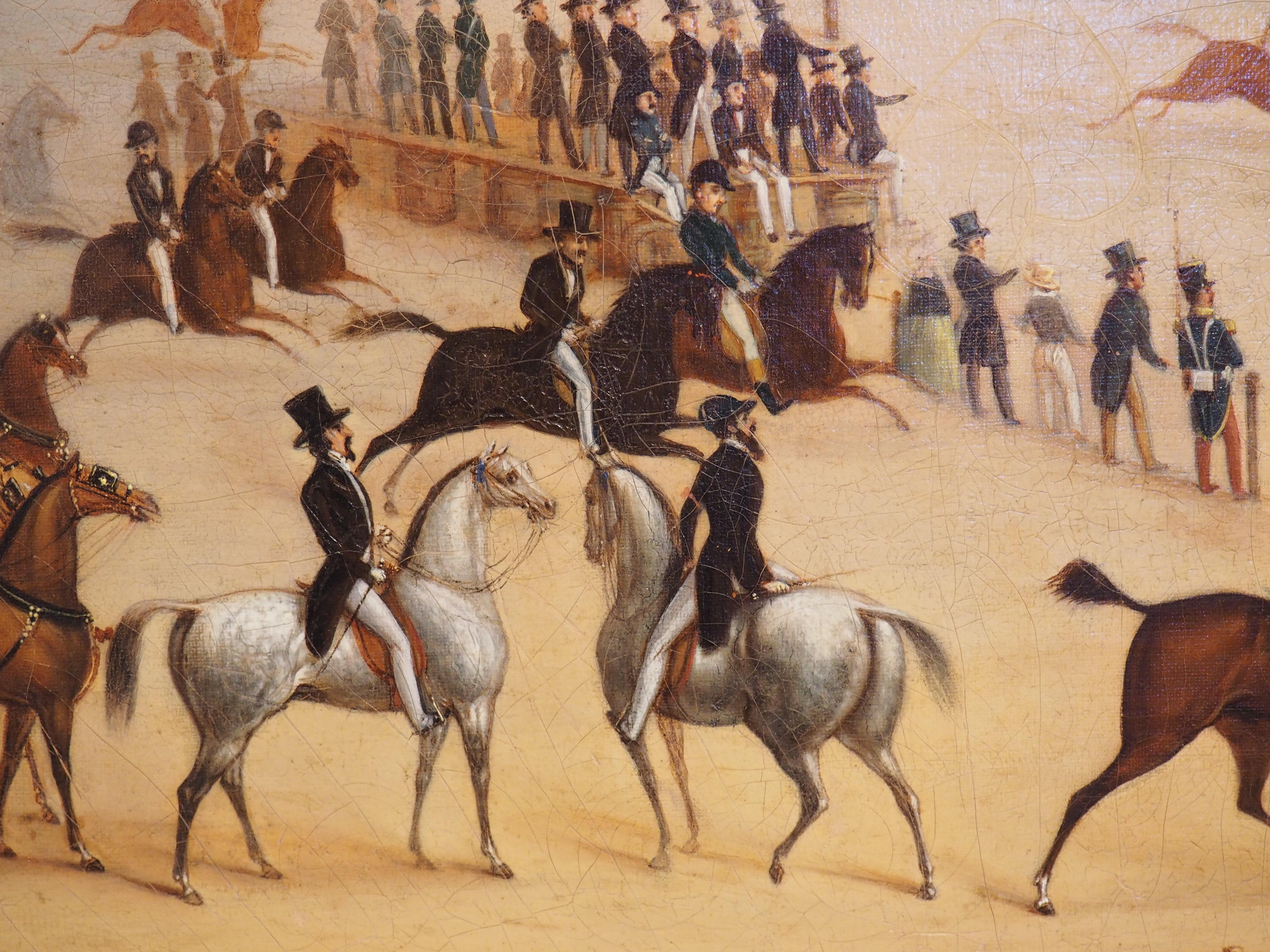19th Century French Oil Painting, Horse Racing on the Beaches of Saint-Malo For Sale 8
