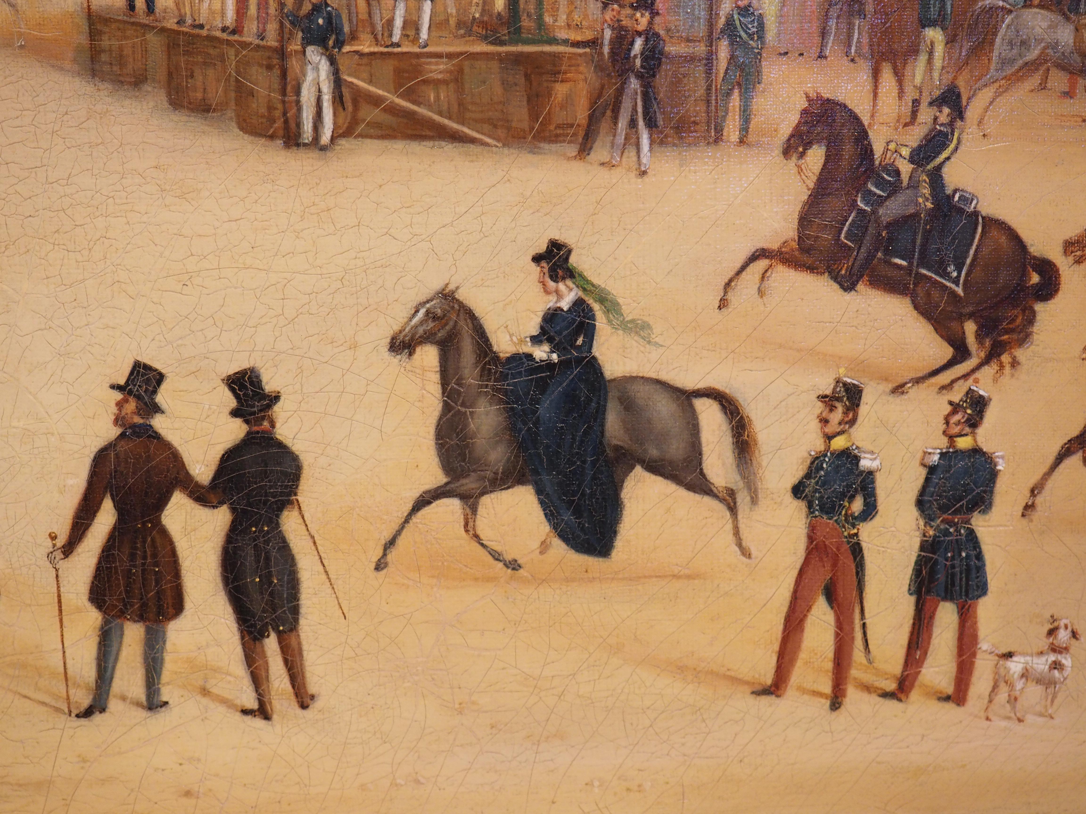 19th Century French Oil Painting, Horse Racing on the Beaches of Saint-Malo In Good Condition For Sale In Dallas, TX
