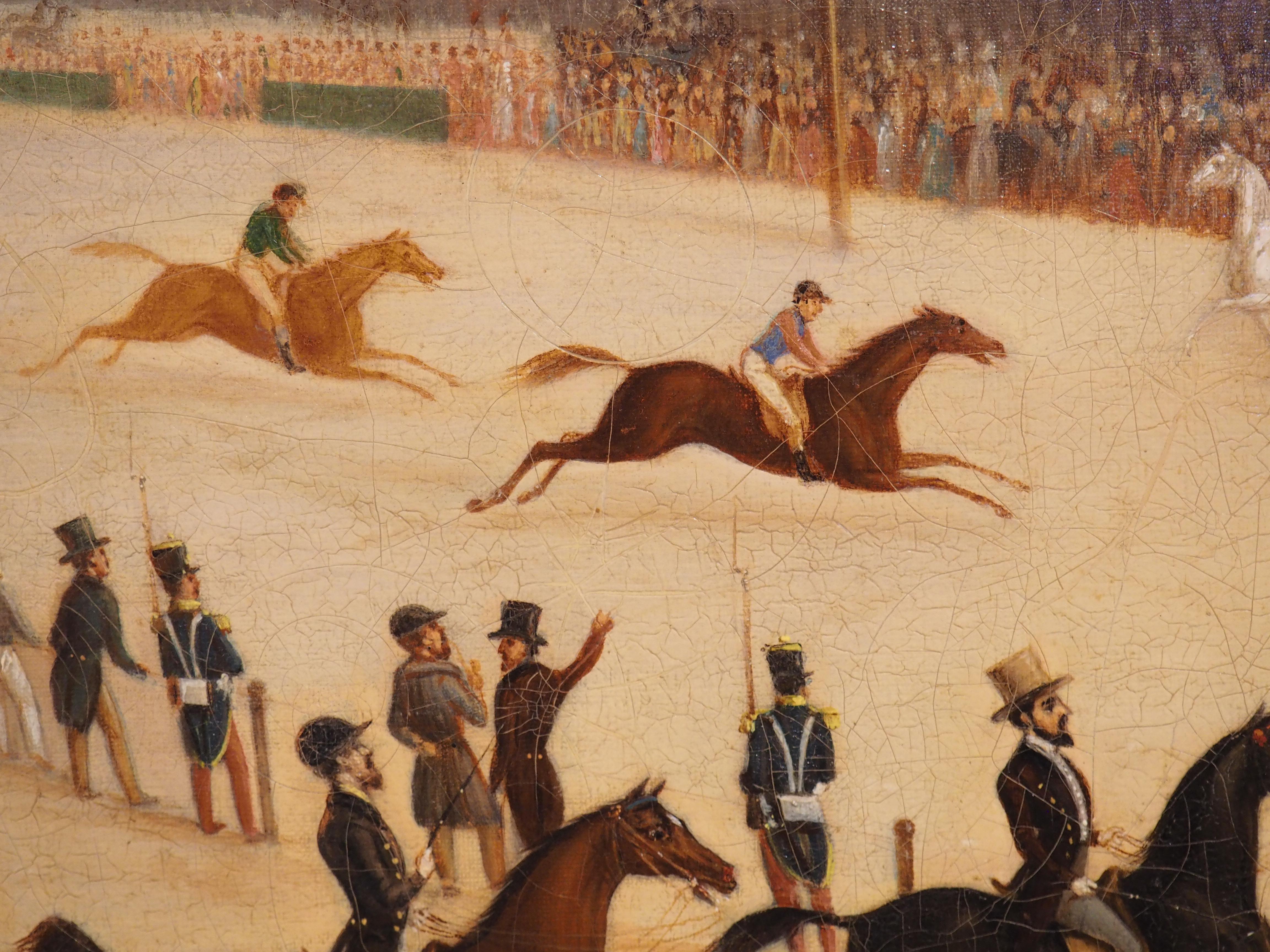 19th Century French Oil Painting, Horse Racing on the Beaches of Saint-Malo For Sale 1