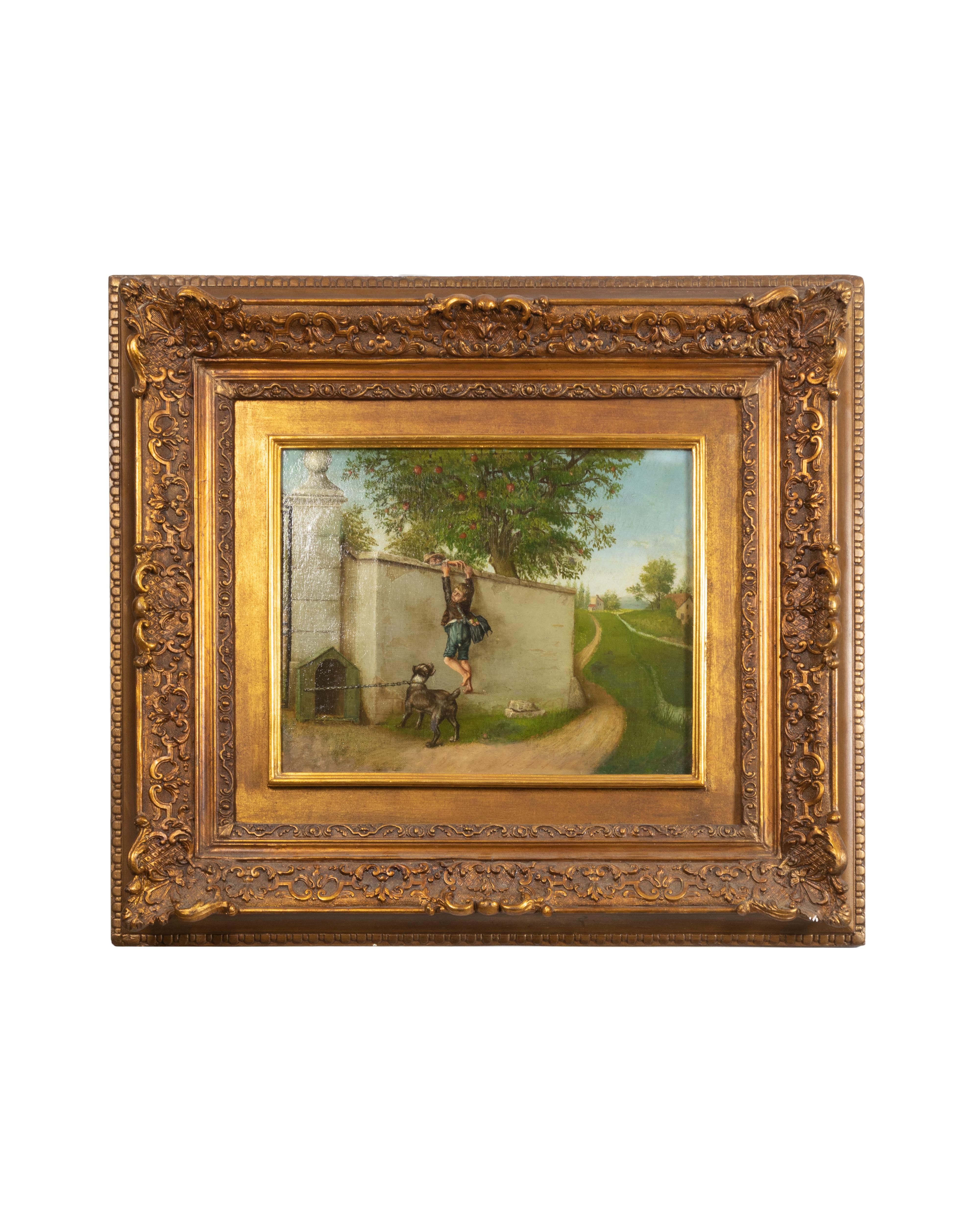 19th Century French Oil Painting Of Young Boy, Romanticism Period Work Of Art For Sale 2