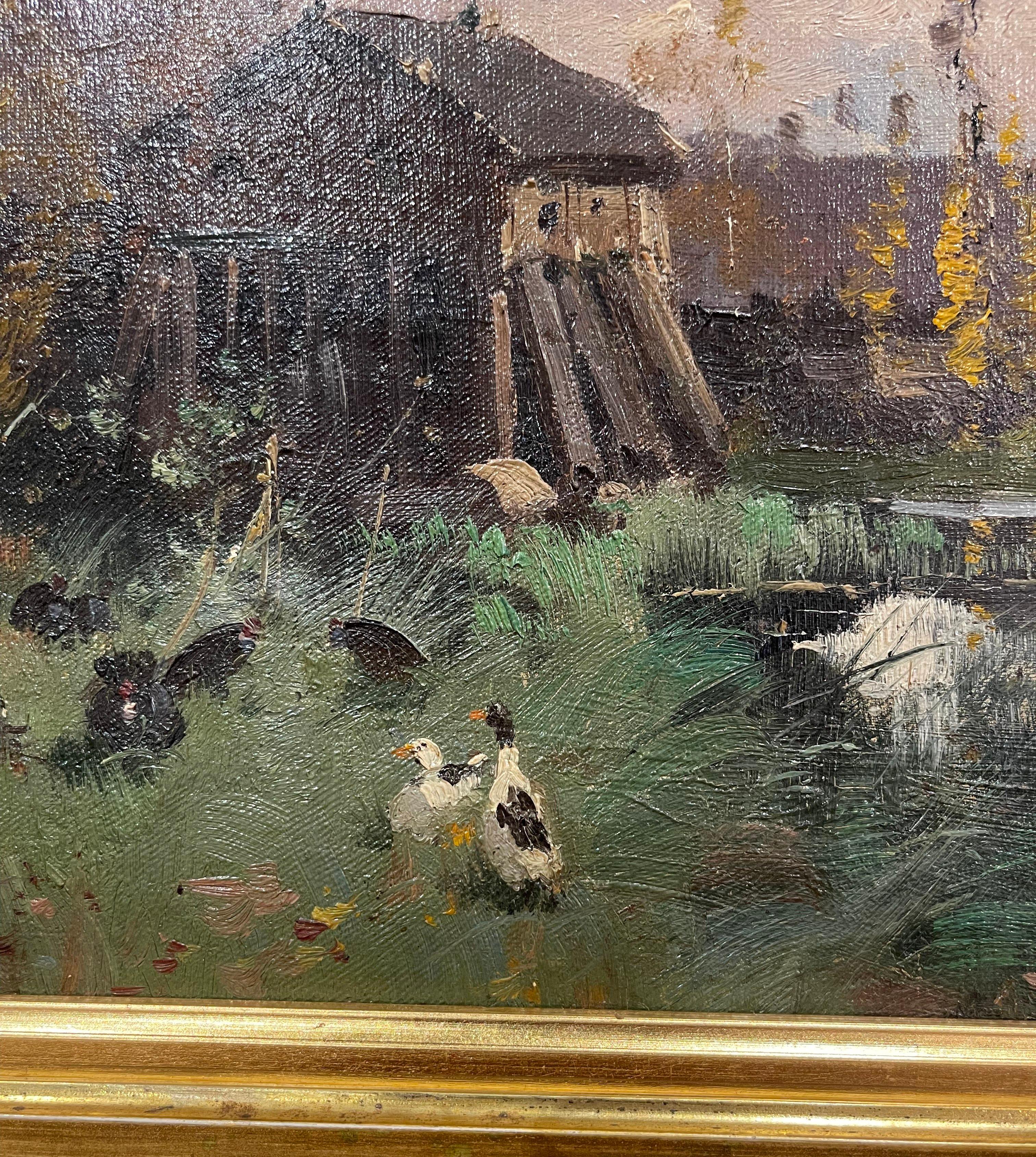 Peinture à l'huile sur toile du 19e siècle signée E. Galien-Laloue dans un cadre doré en vente 3