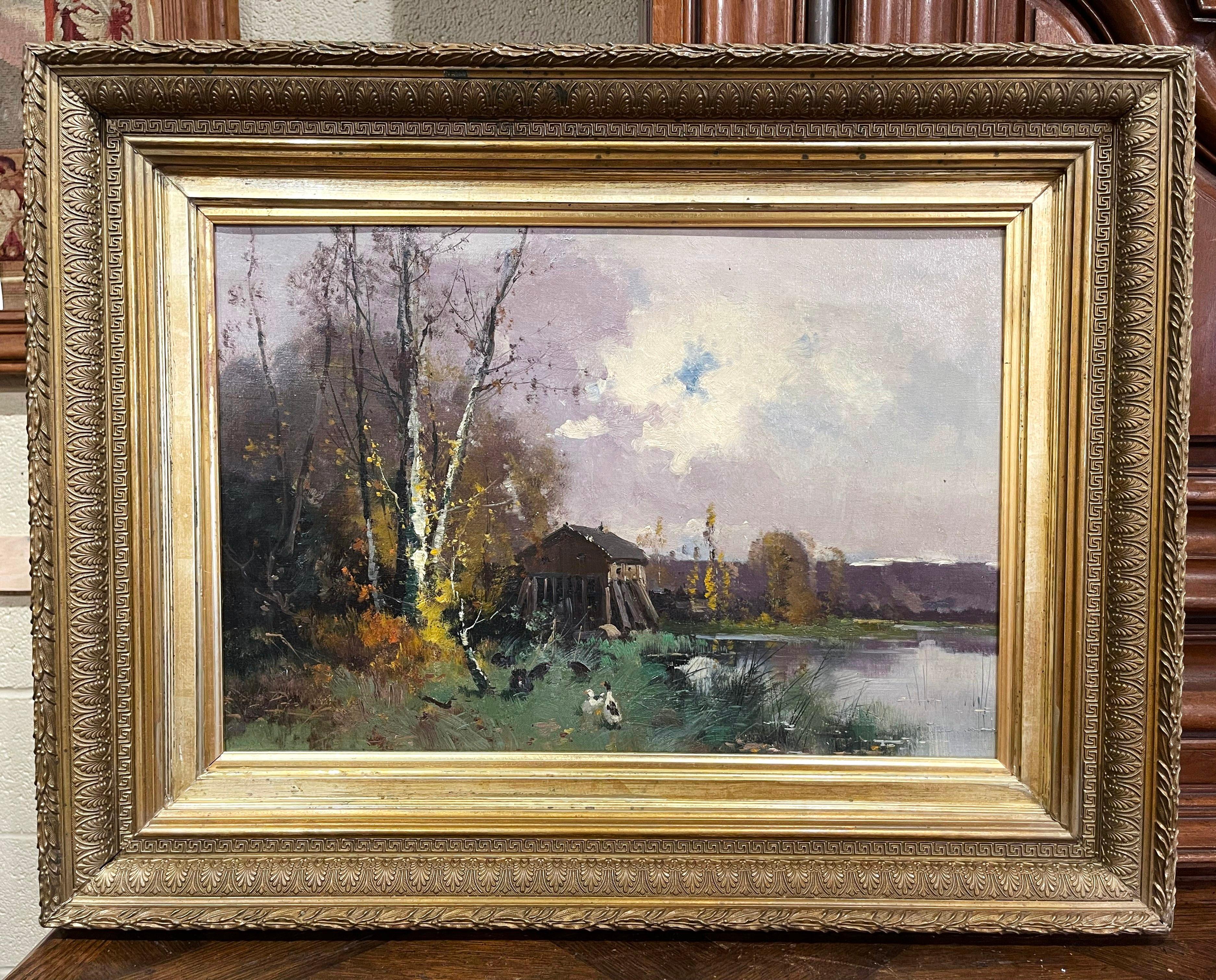 19th Century French Oil Painting on Canvas in Gilt Frame Signed E. Galien-Laloue For Sale 1