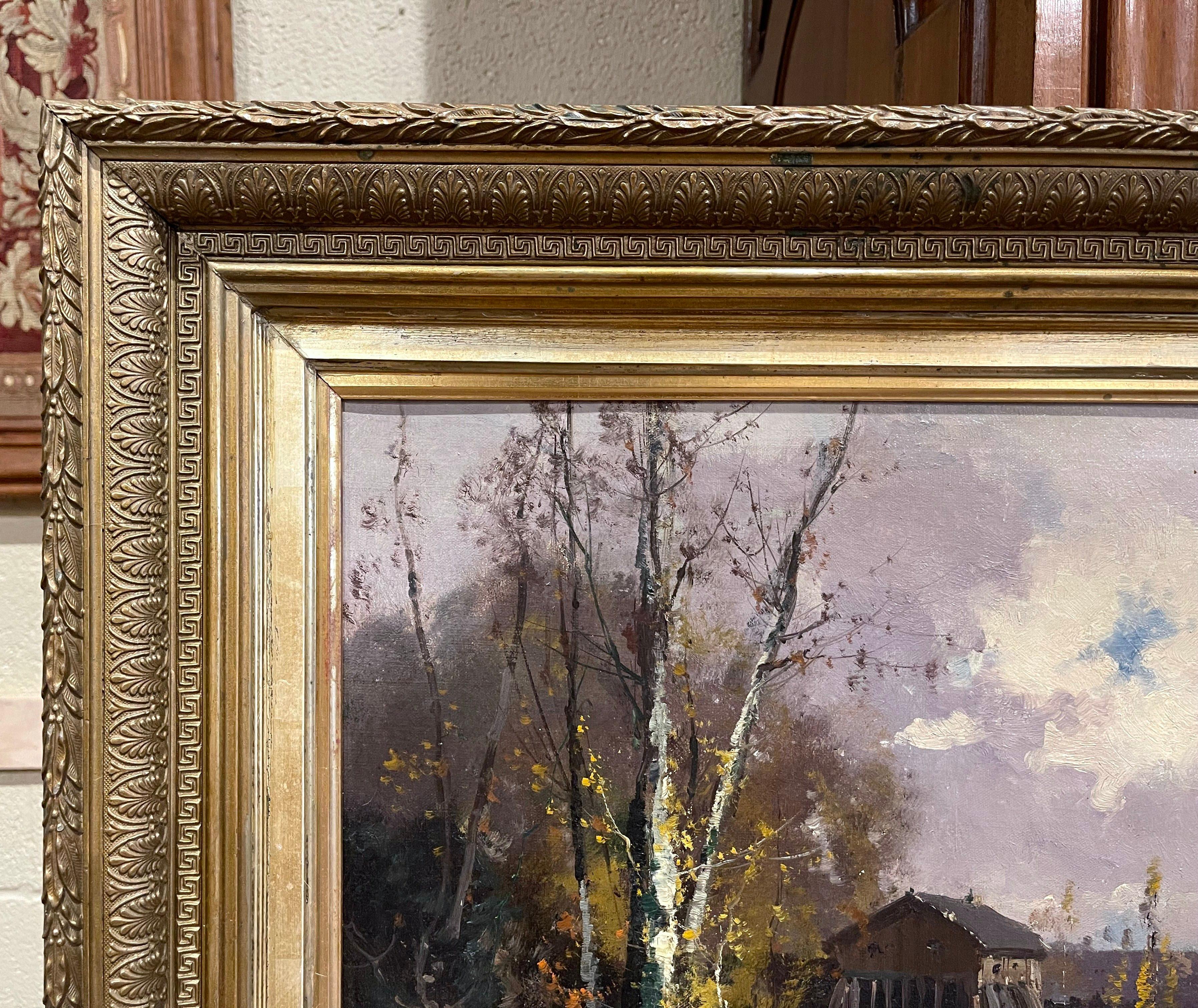 Bois doré Peinture à l'huile sur toile du 19e siècle signée E. Galien-Laloue dans un cadre doré en vente