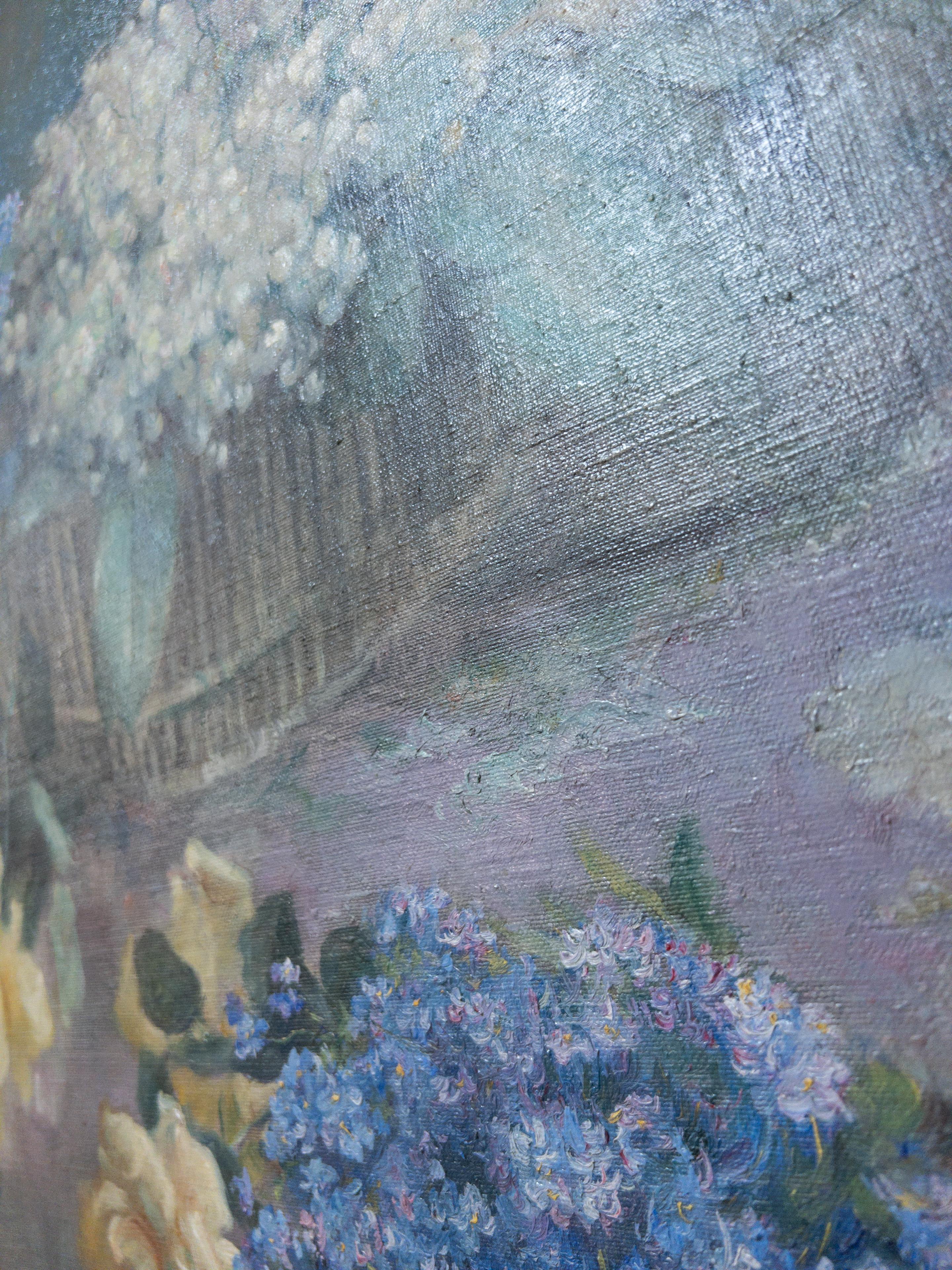 Moderne Peinture à l'huile sur toile du 19e siècle représentant des fleurs en vente