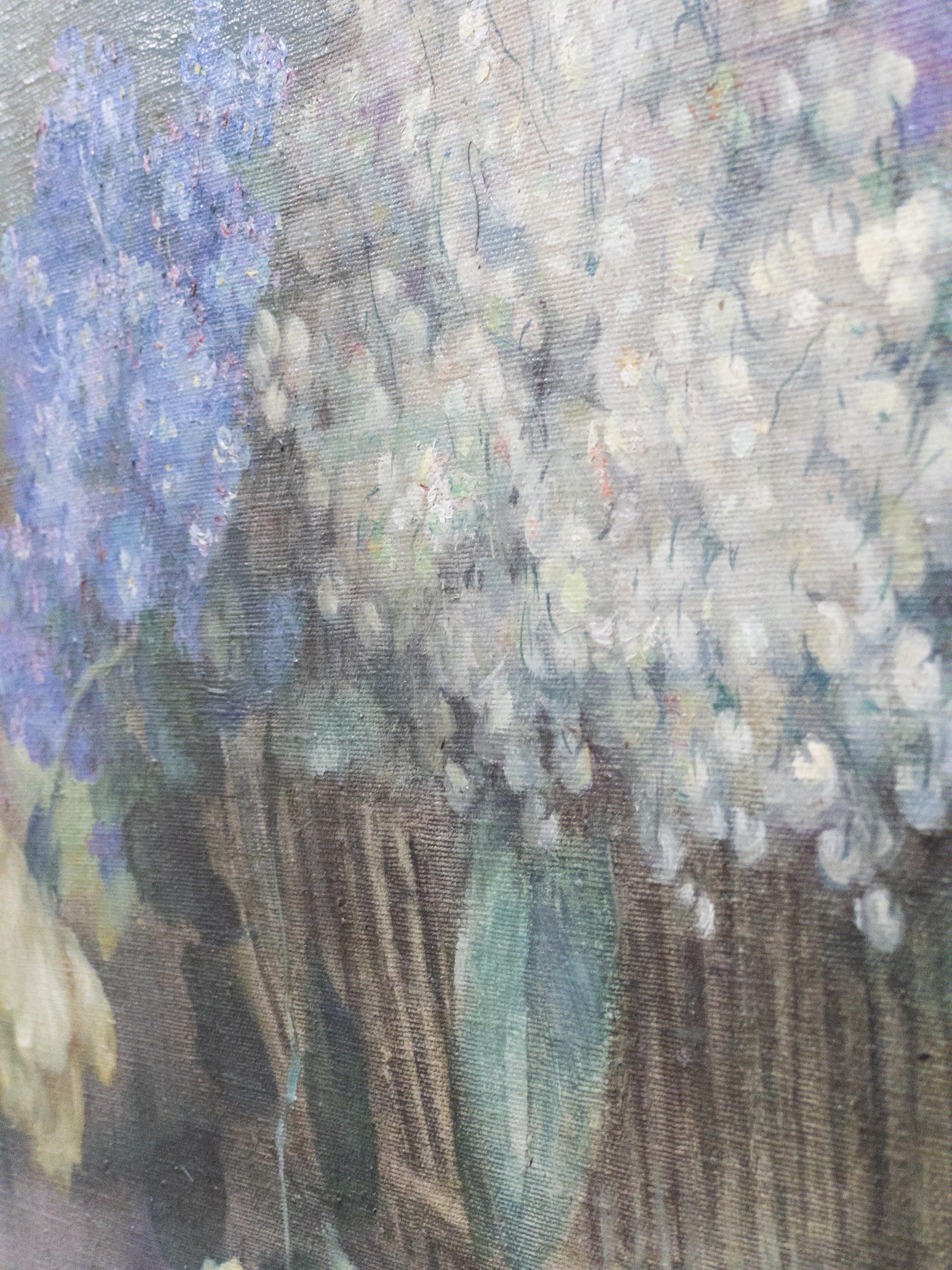 19th Century French Oil Painting on Canvas of Floral In Good Condition For Sale In Houston, TX