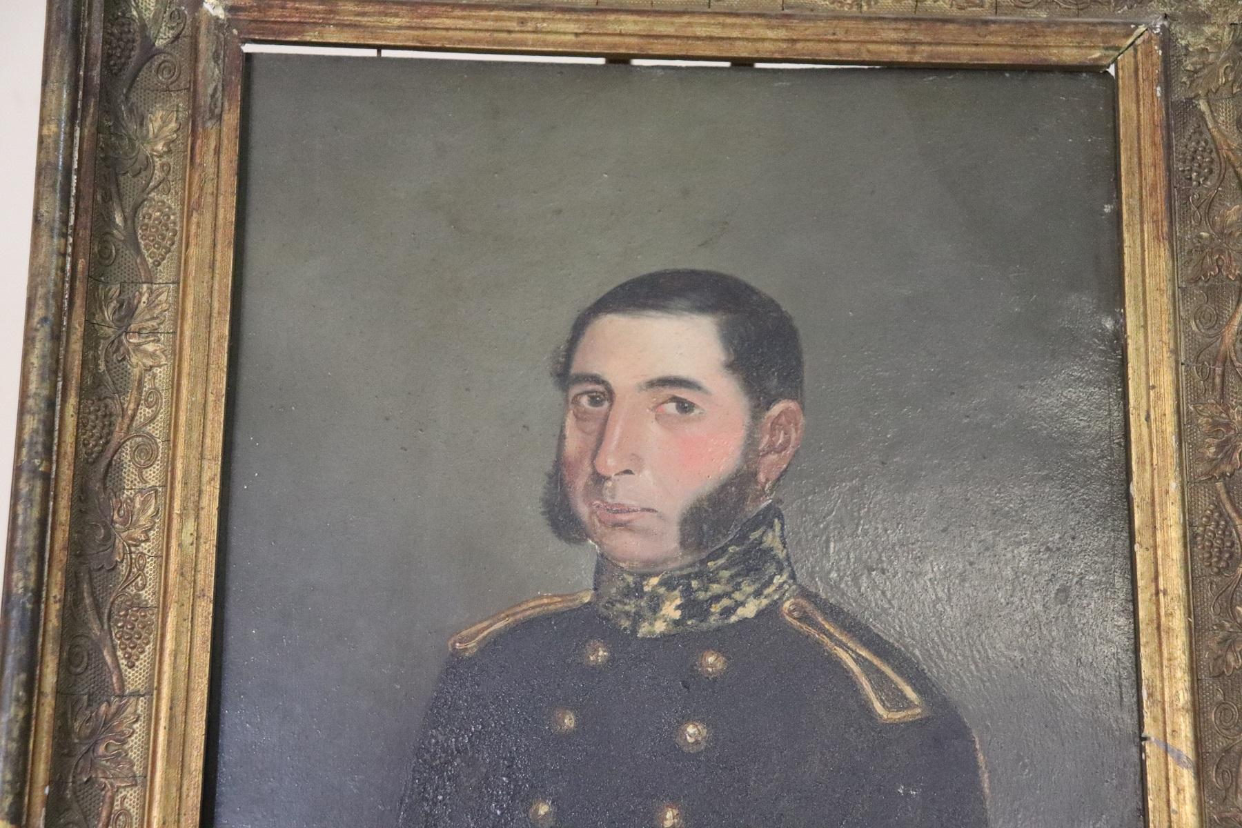 Important refined oil painting on a metal plate from a collection of 19th century works. Portrait of Napoleonic official depicted in all its pride and importance. Sold with frame. The frame has visible defects in photos.