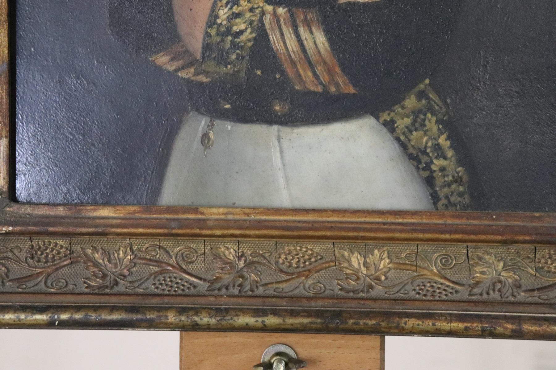 Metal 19th Century French Oil Painting Portrait of Napoleonic Official