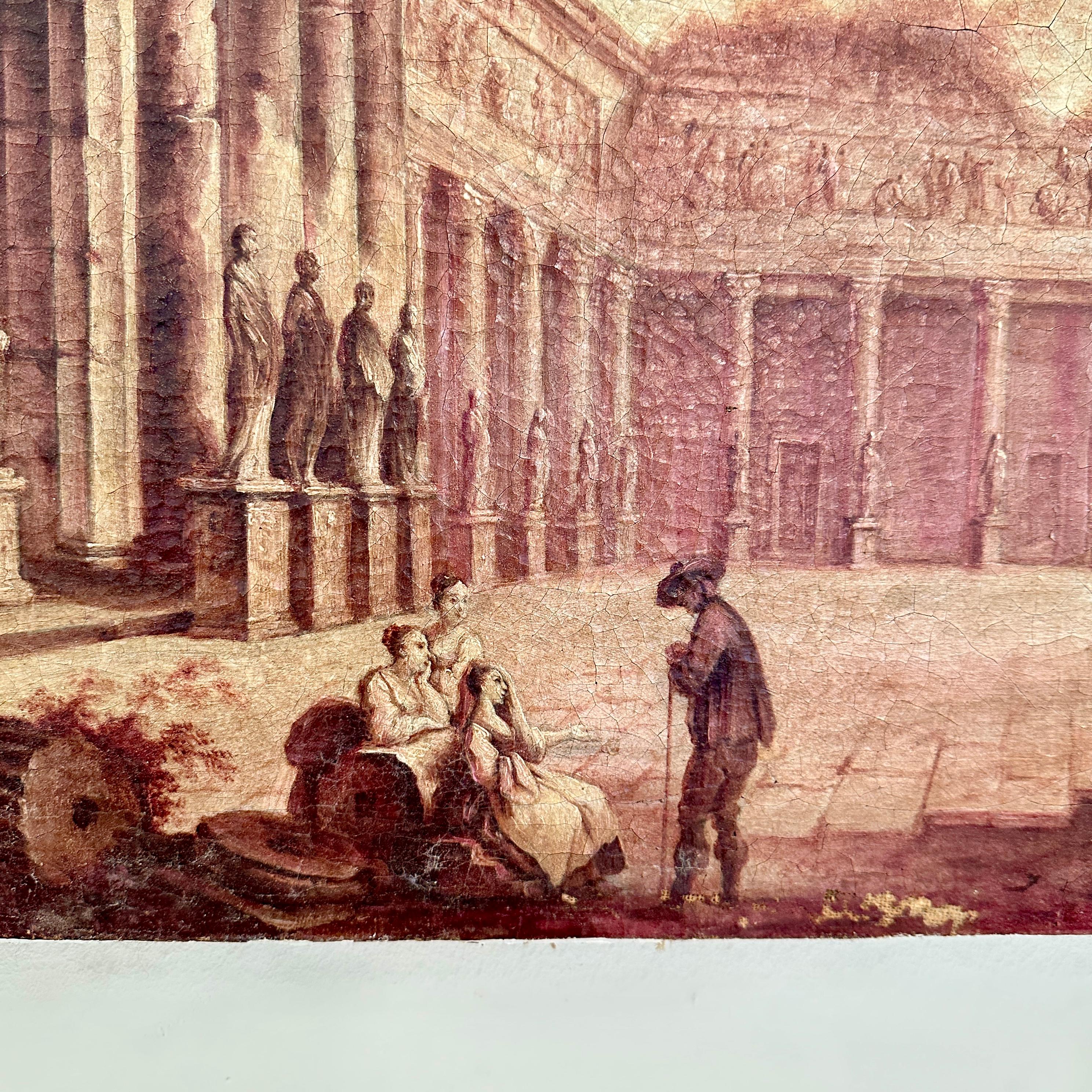 Neoclassical 19th Century French Oil Painting Temple of Jupiter Serapis, Hubert Robert, 1802