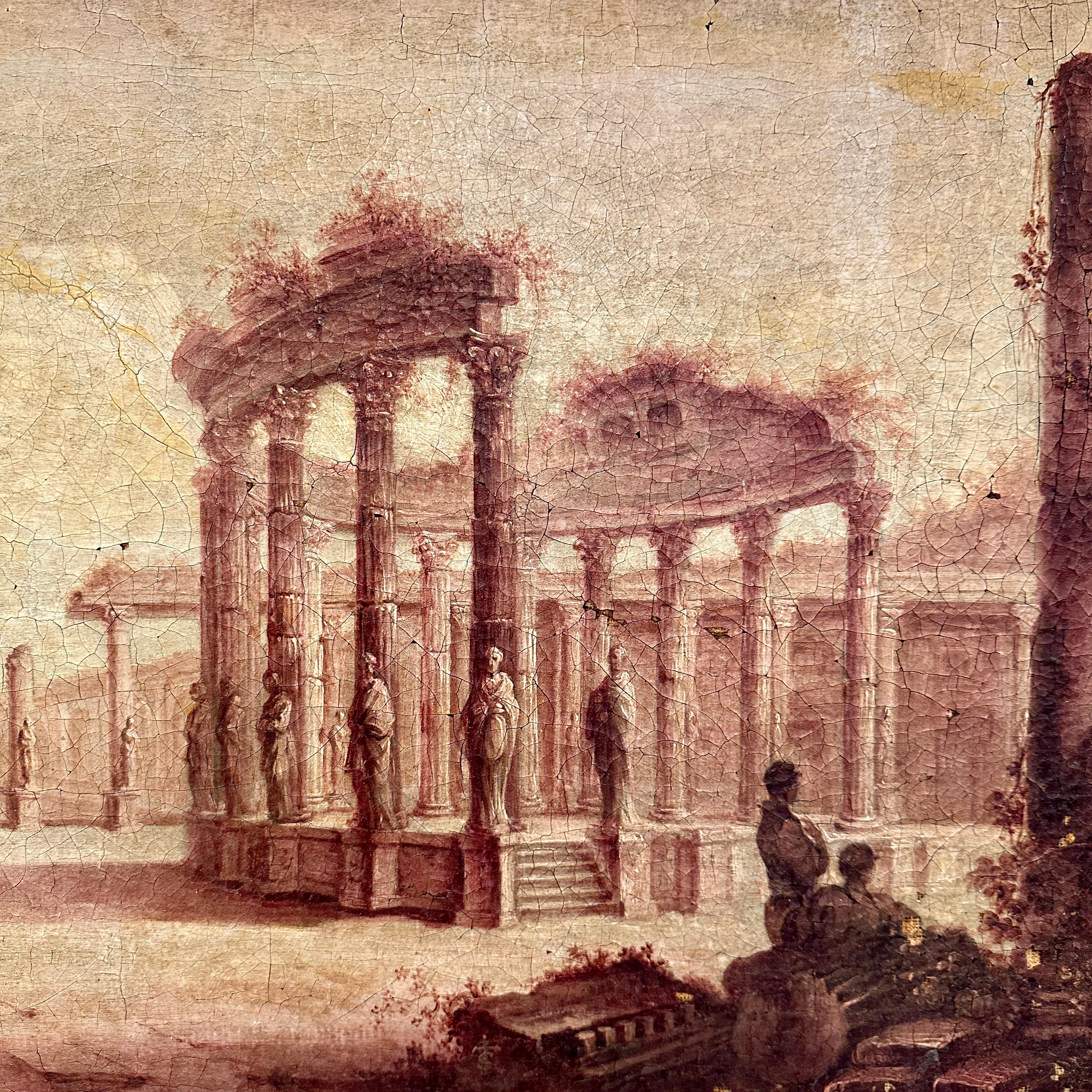 Early 19th Century 19th Century French Oil Painting Temple of Jupiter Serapis, Hubert Robert, 1802