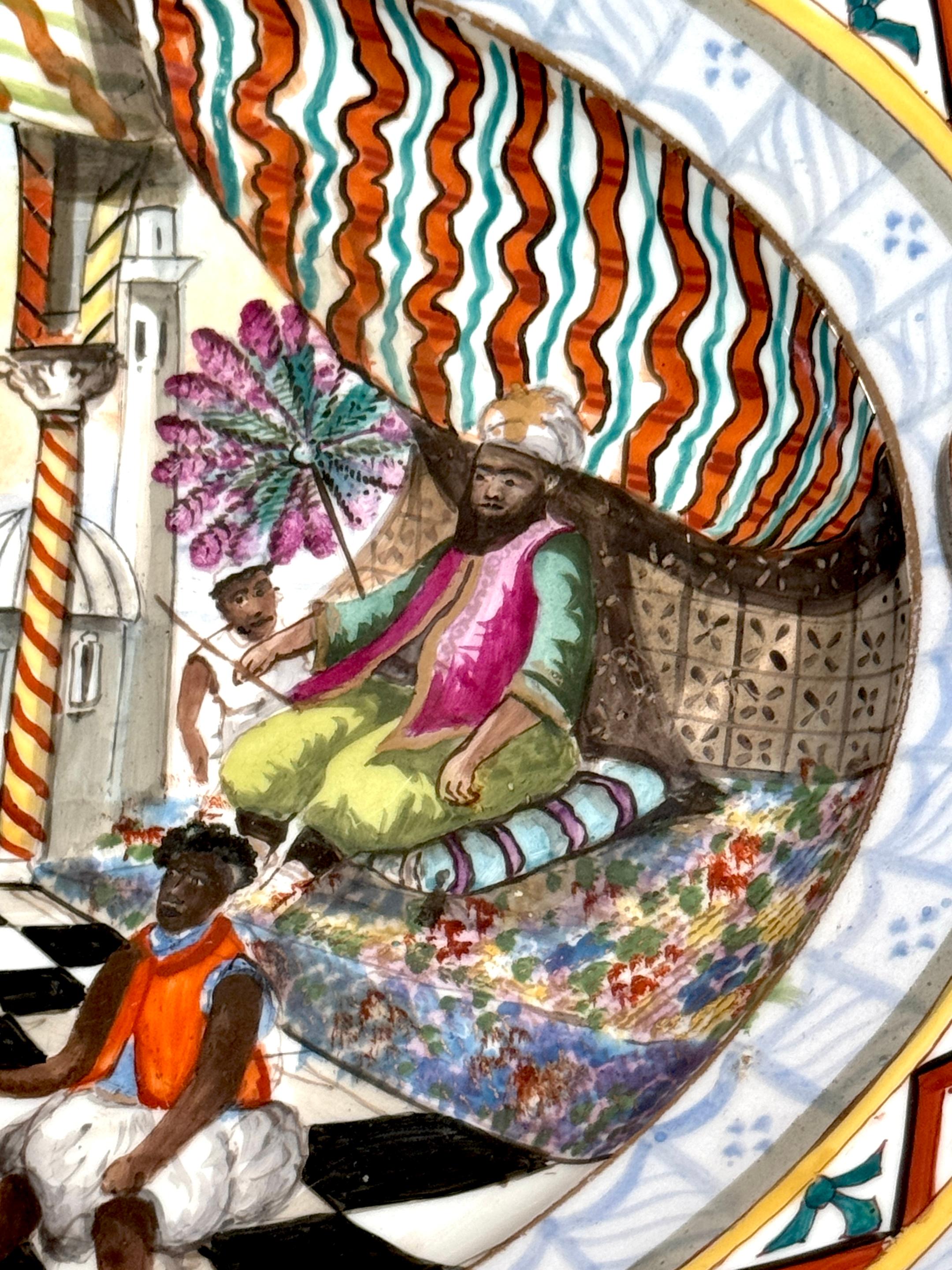 19th Century French Old Paris Orientalist Harem Interior Platter 5