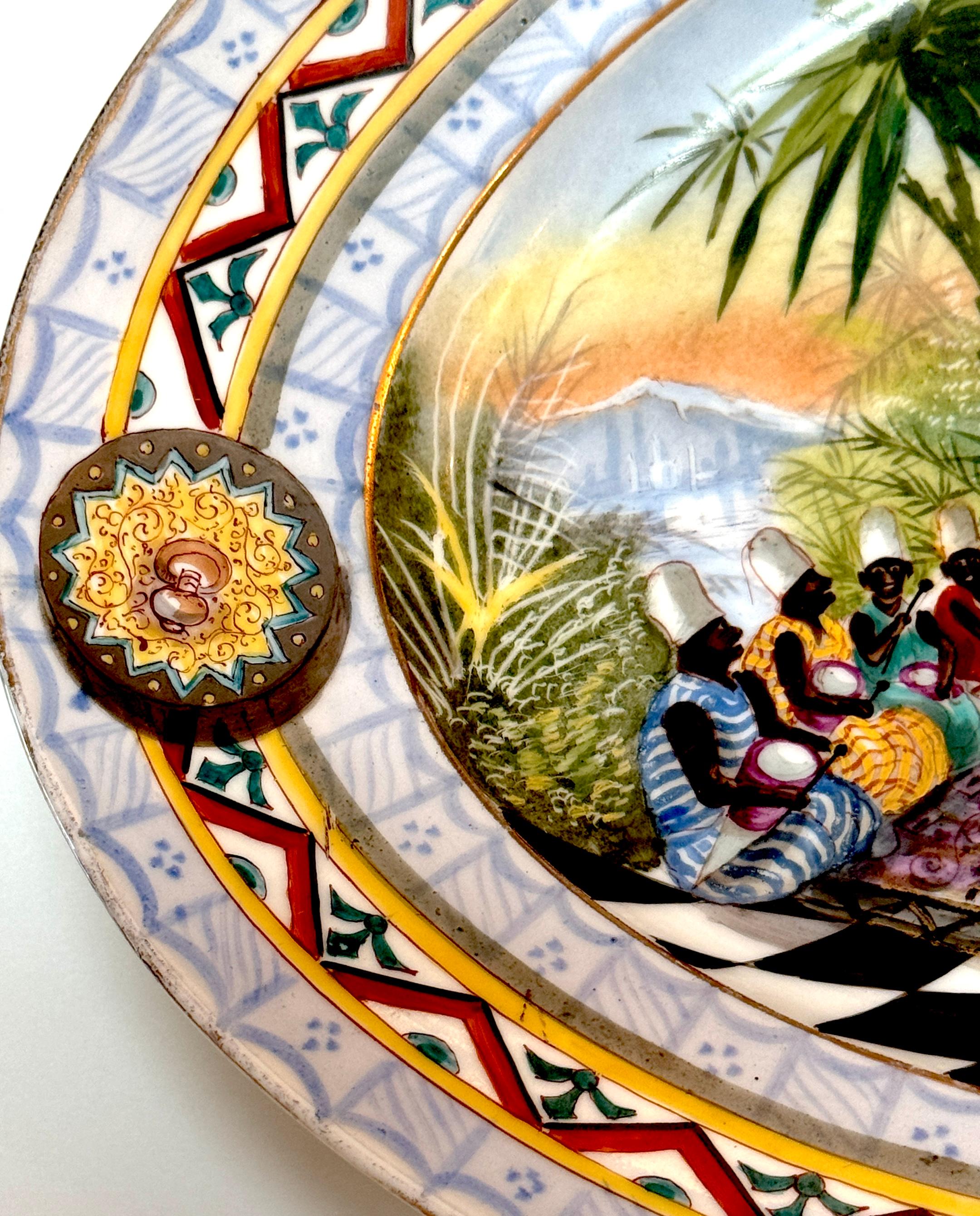 19th Century French Old Paris Orientalist Harem Interior Platter 13