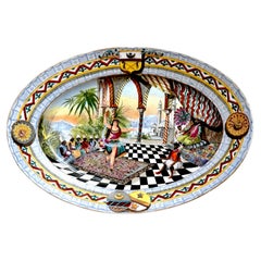 19th Century French Old Paris Orientalist Harem Interior Platter 