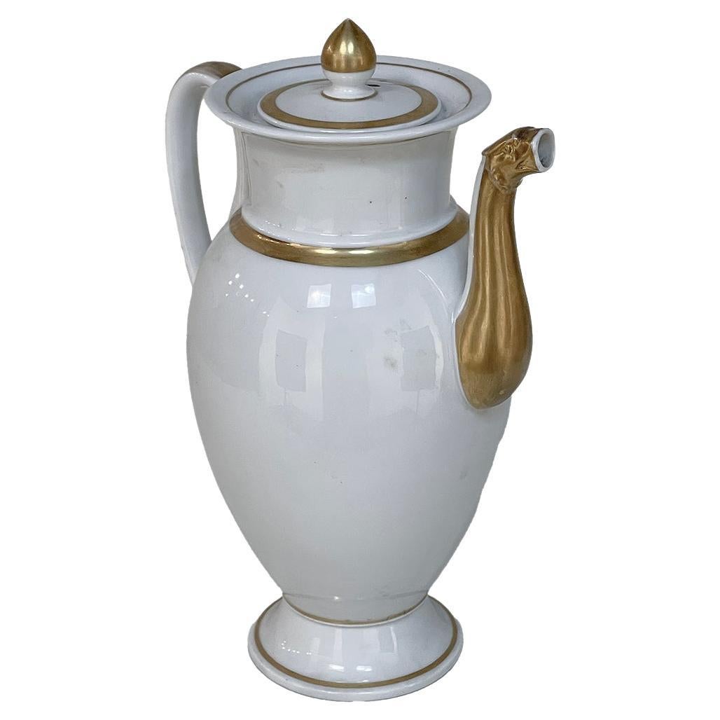 19th Century French Old Paris - Vieux Paris Porcelain Neoclassical Coffee Pot For Sale