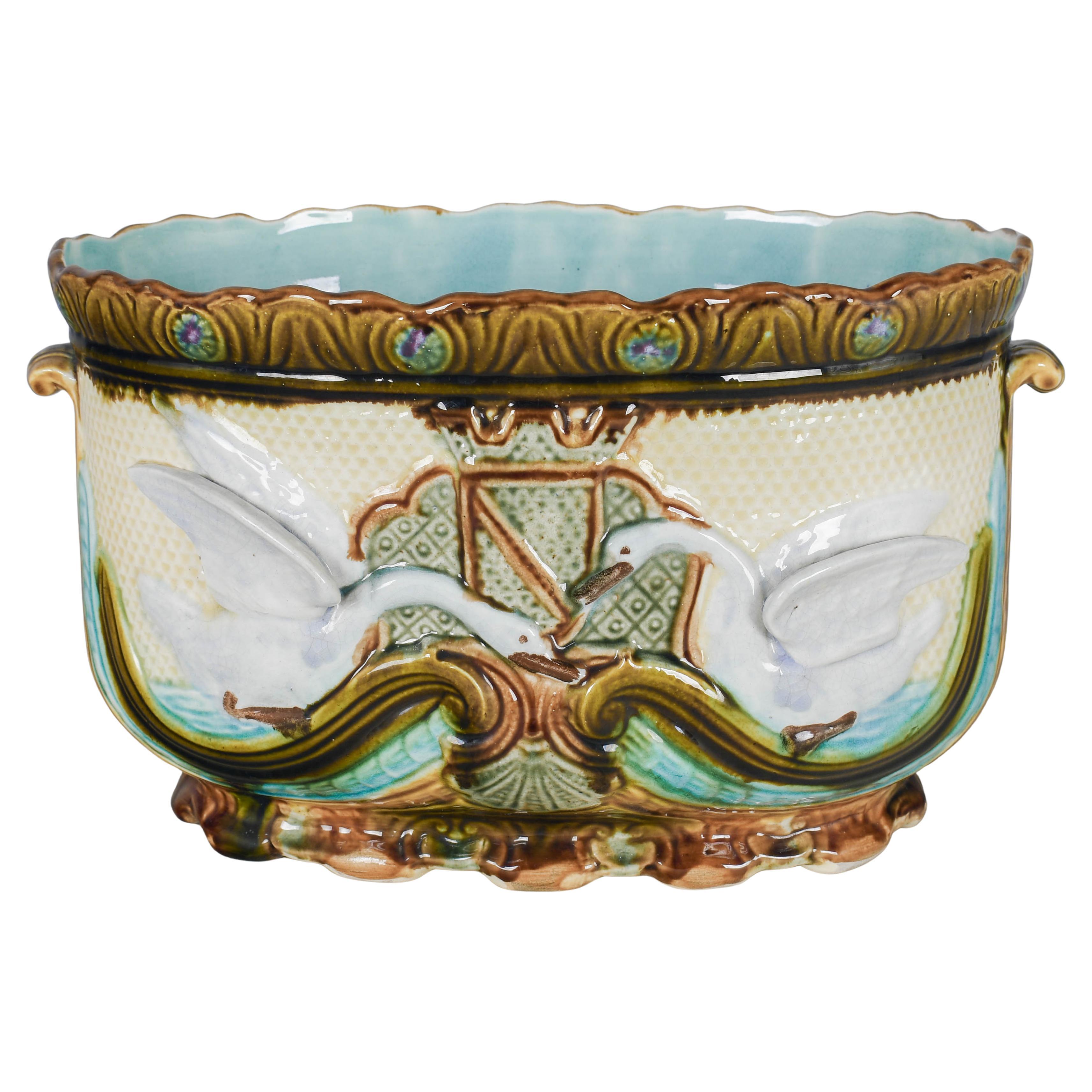 19th Century French Onnaing Barbotine Jardiniere