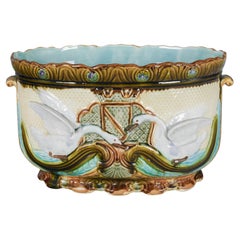 Jardiniere Onnaing Barbotine française du 19e siècle