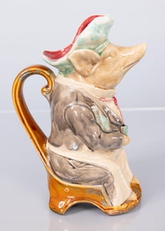 19th Century French Onnaing Majolica Pig Waiter Pitcher