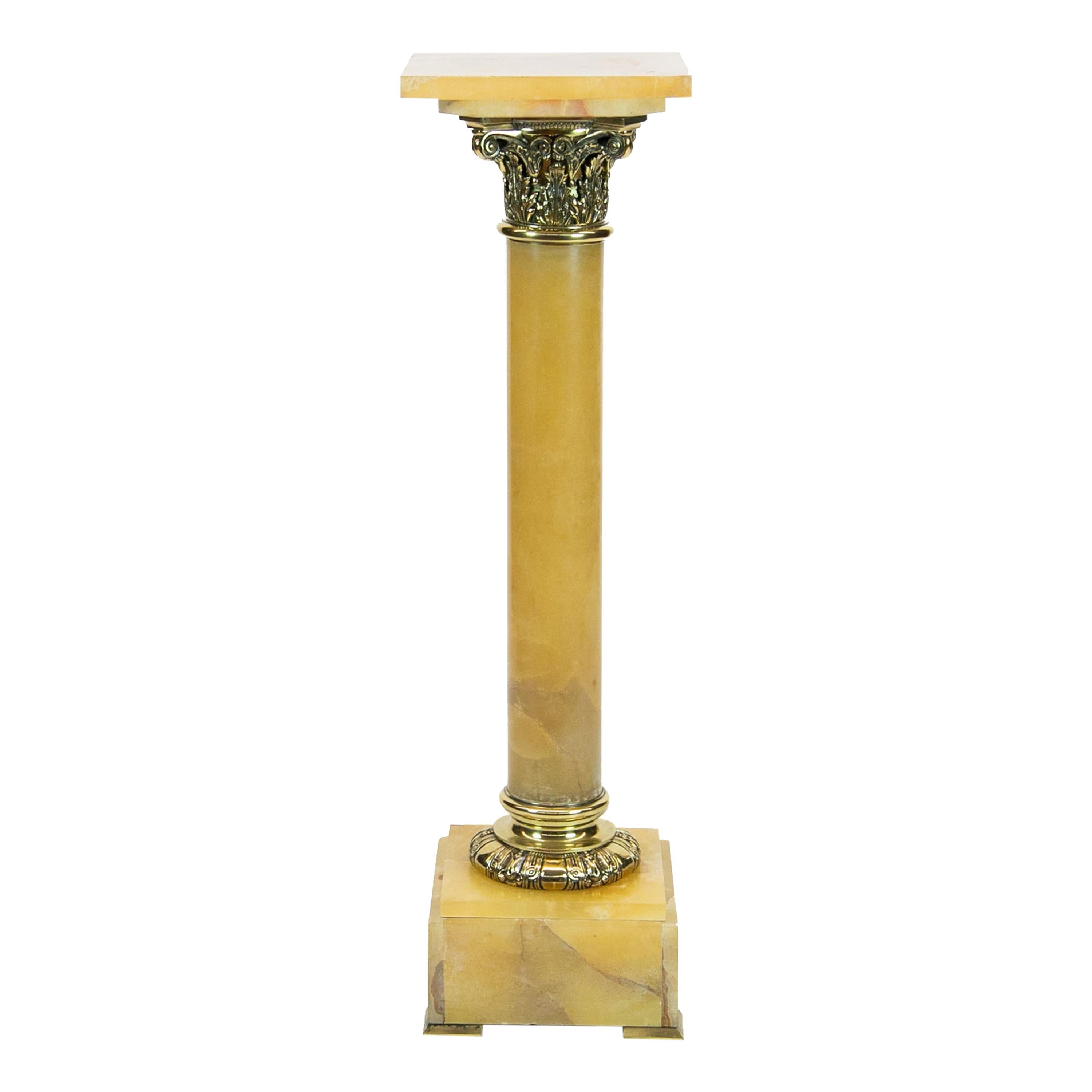 19th Century French Onyx and Brass Pedestal