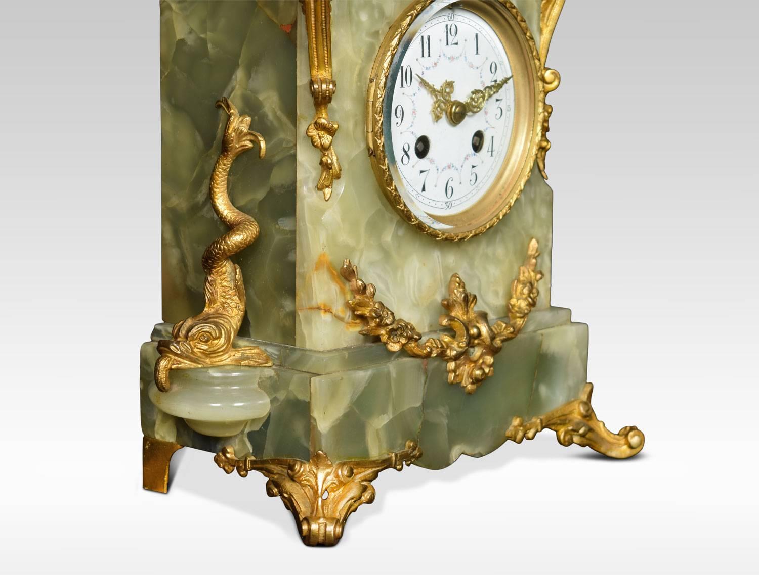 19th Century French Onyx and Gilt Metal Clock Set 2