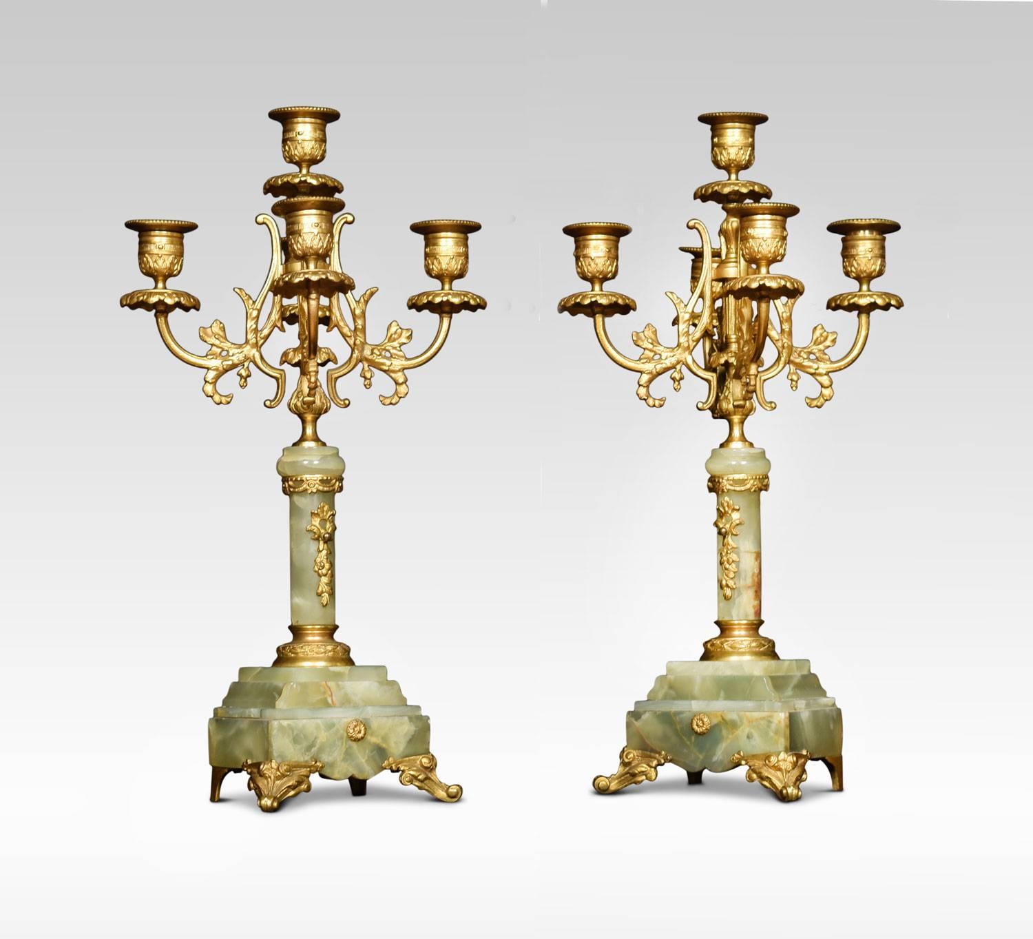 19th Century French Onyx and Gilt Metal Clock Set 5