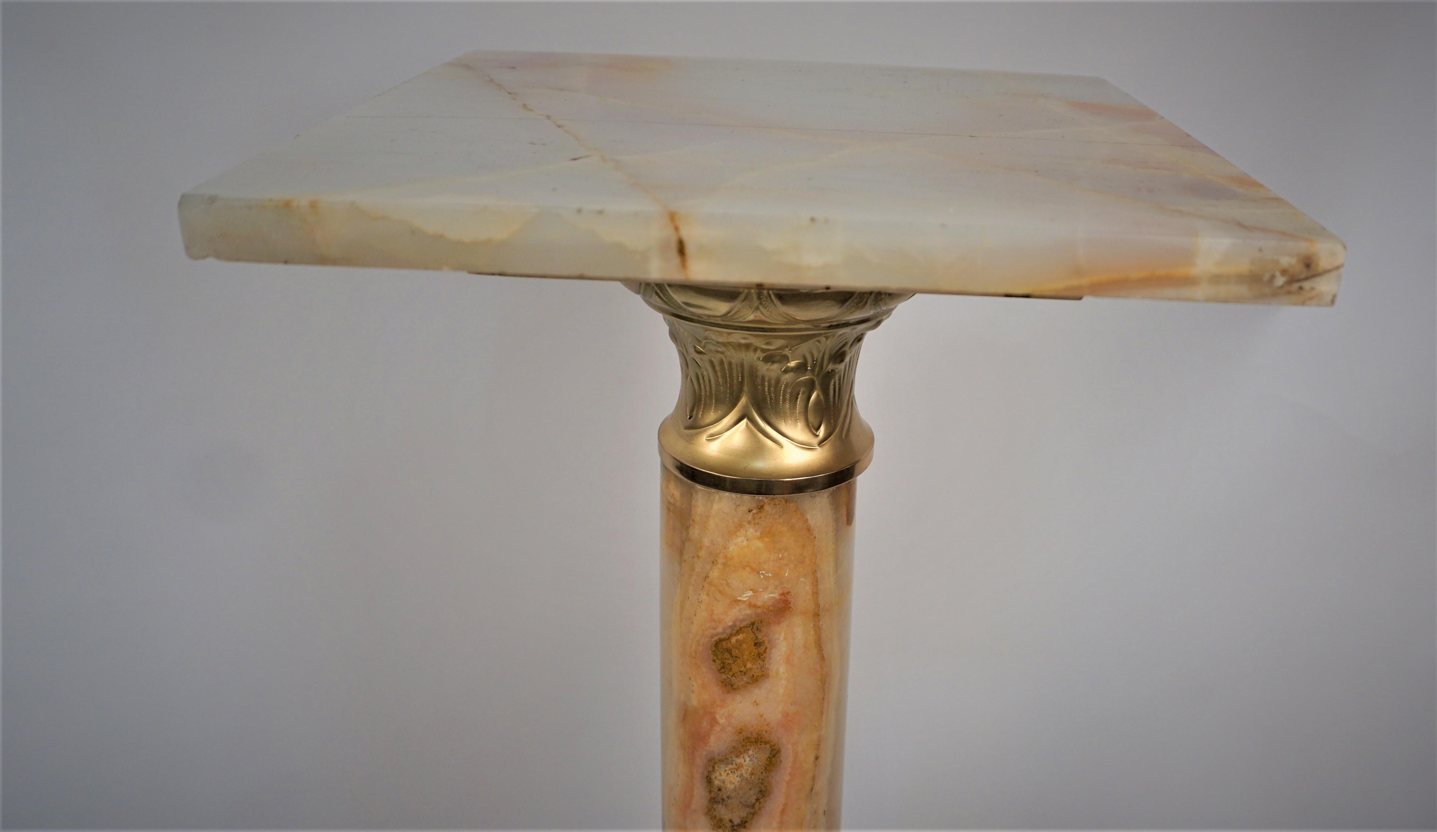 Empire 19th Century French Onyx & Bronze Column/Pedestal For Sale