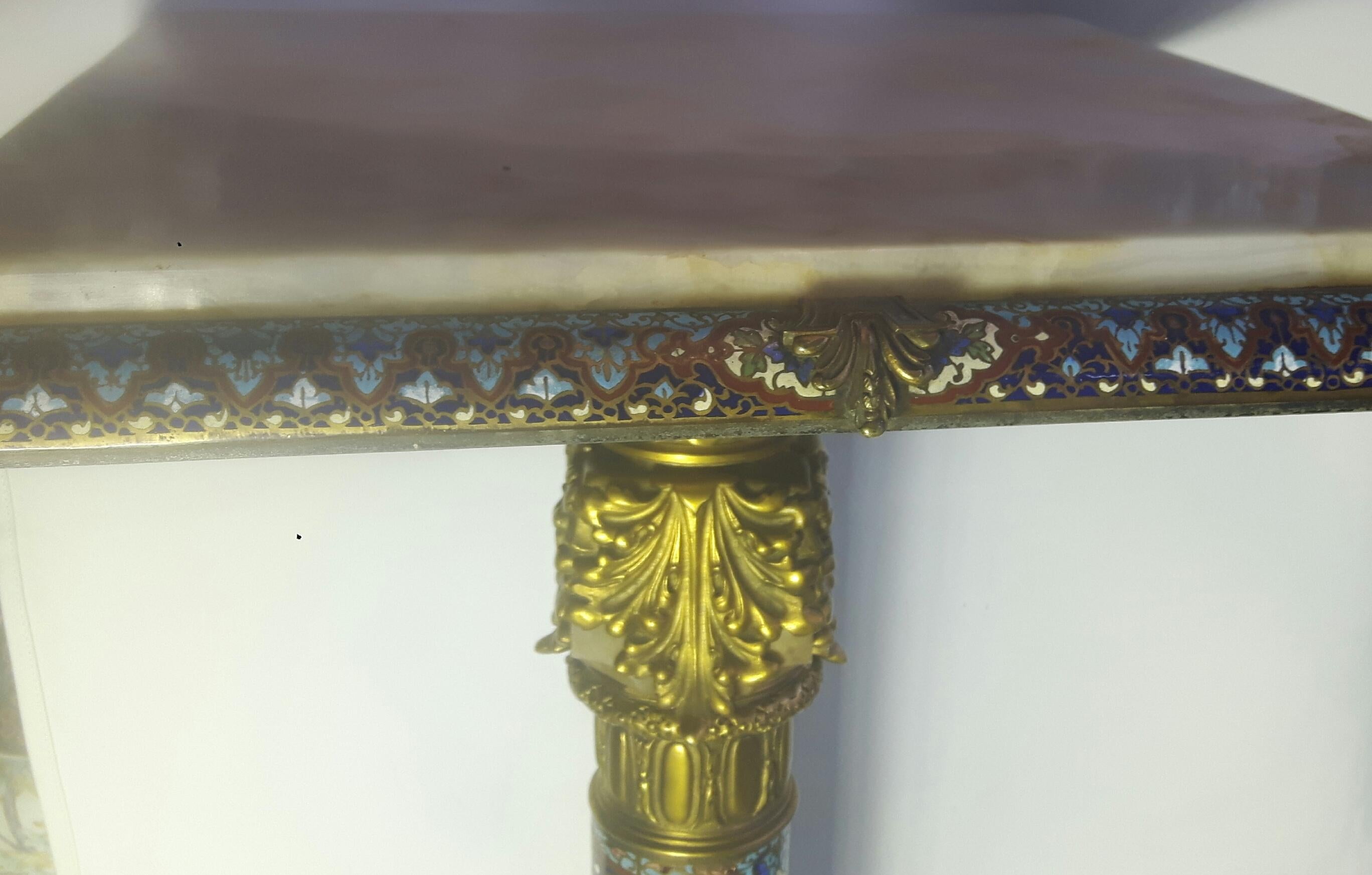 19th Century French Onyx, Gilt Bronze and Champleve Occasional Table 1