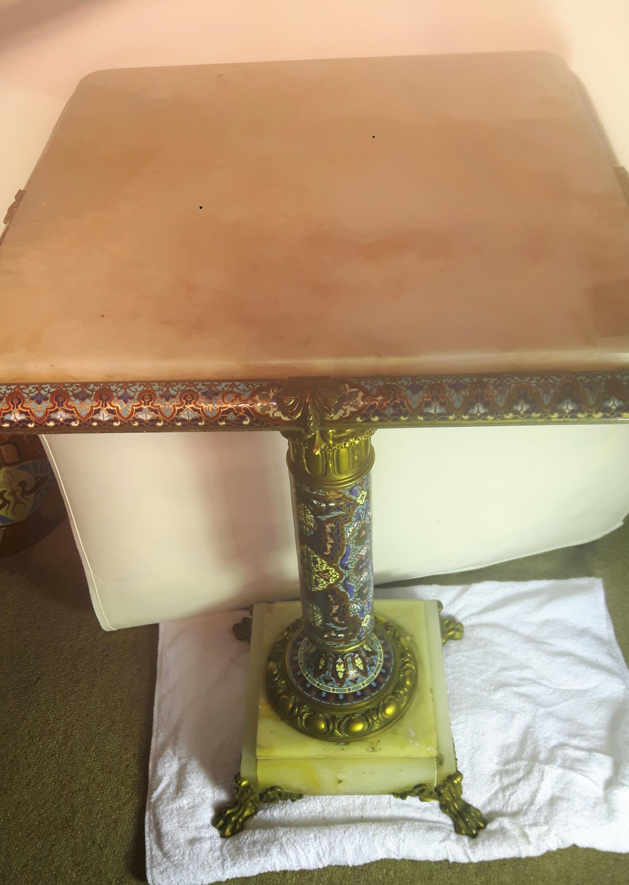 19th Century French Onyx, Gilt Bronze and Champleve Occasional Table 2