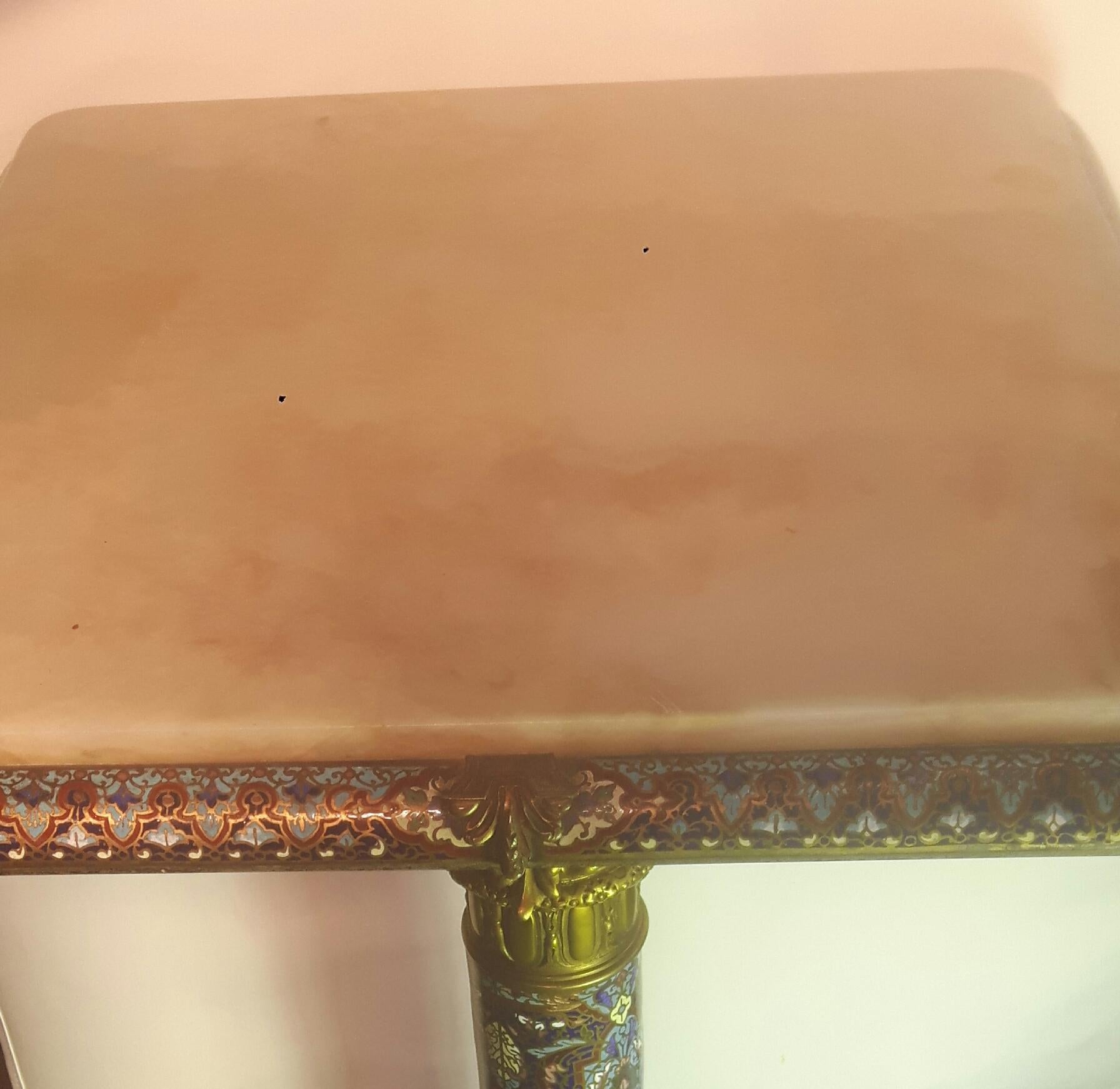 19th Century French Onyx, Gilt Bronze and Champleve Occasional Table 4