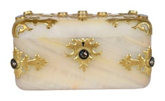 19th Century French onyx + ormolu jewellery casket.
